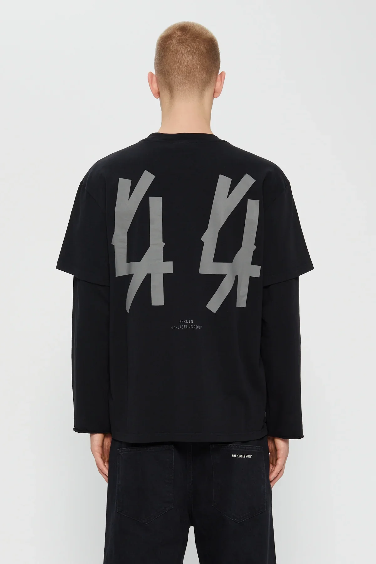 44 Label Group Double Sleeve Tee - Black - Image 2