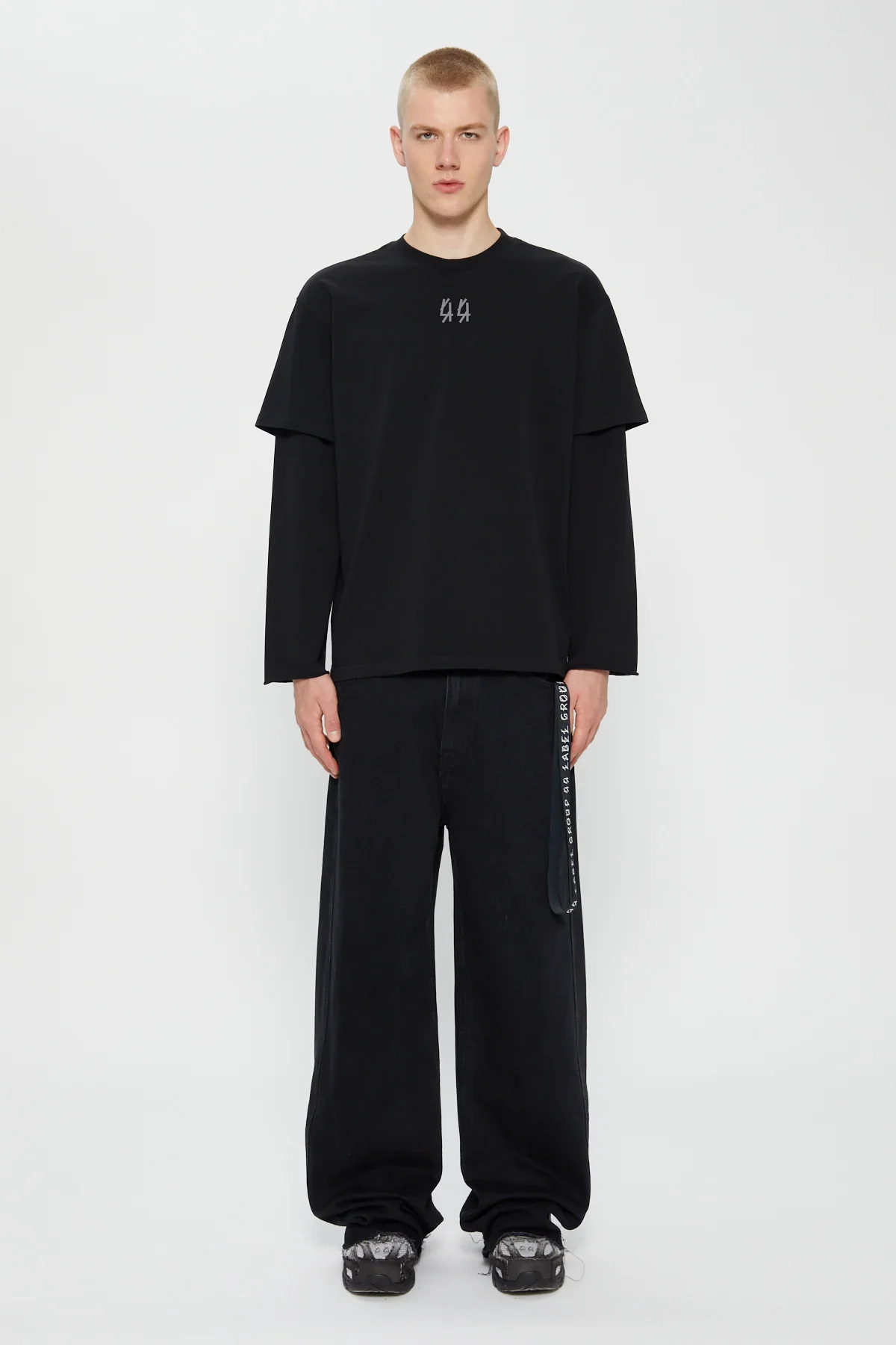 44 Label Group Double Sleeve Tee - Black - Image 3