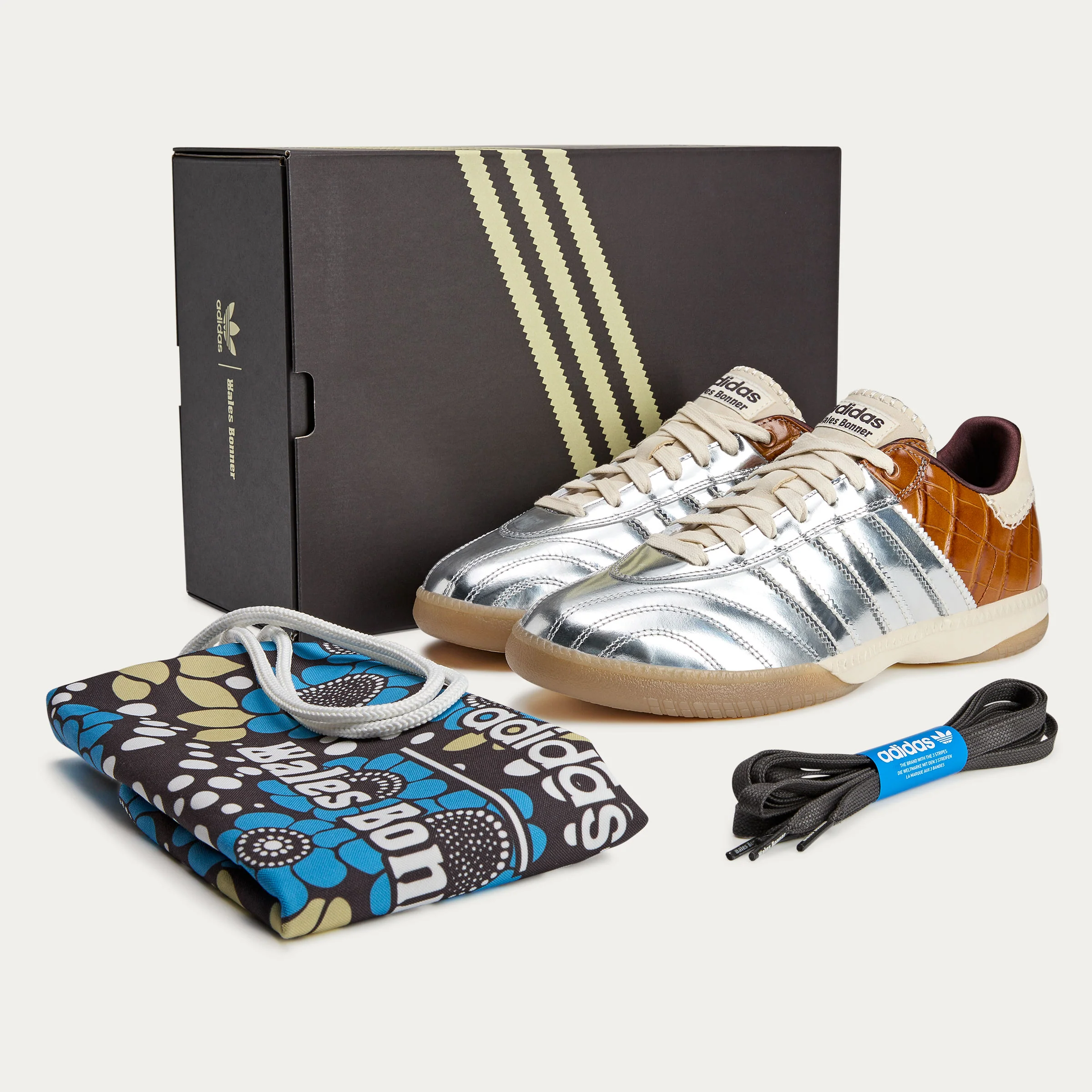 adidas x Wales Bonner Millennium Samba Sneakers - Silver Metallic / Silver Metallic / Easy Yellow - Image 8