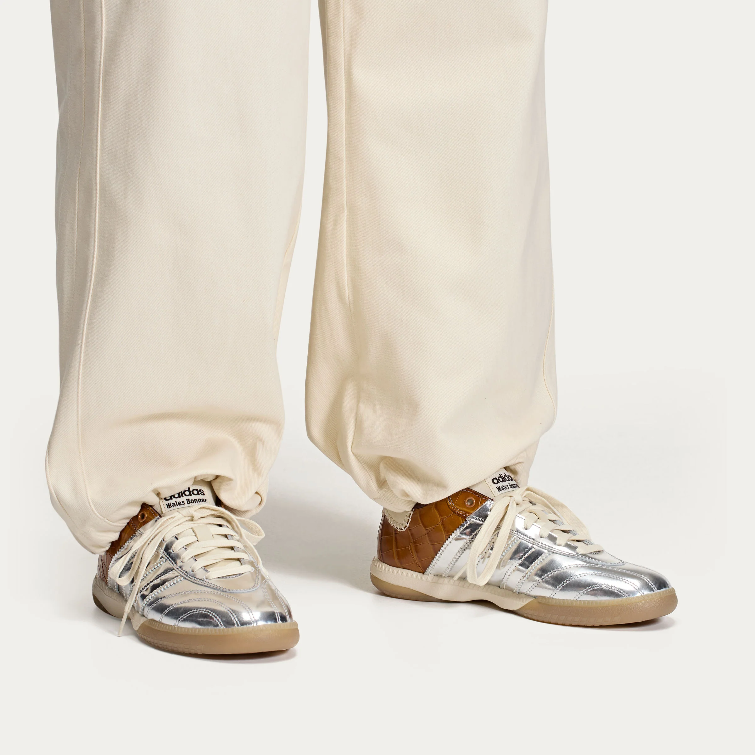 adidas x Wales Bonner Millennium Samba Sneakers - Silver Metallic / Silver Metallic / Easy Yellow - Image 9