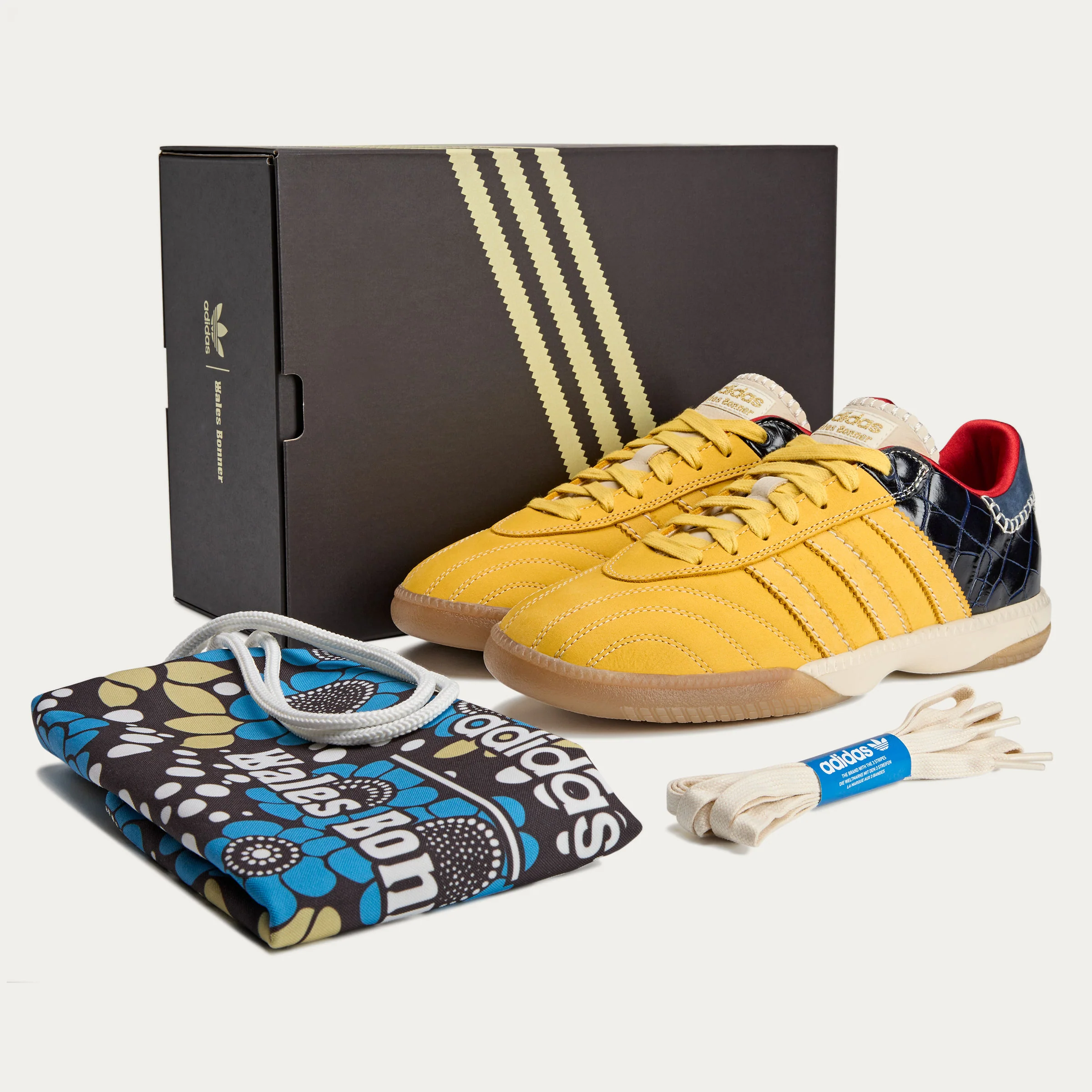 adidas x Wales Bonner Millennium Samba Sneakers - St Fade Gold / St Fade Gold / Collegiate Navy - Image 8