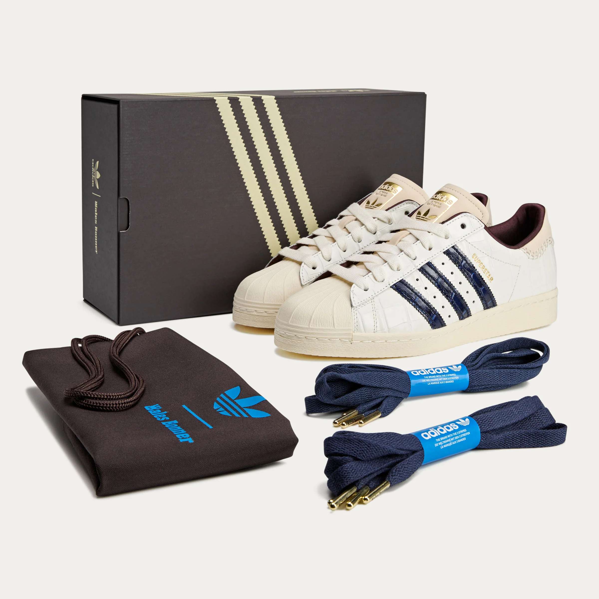 adidas x Wales Bonner Superstar Sneakers - Wonder White / Collegiate Navy / Night Red - Image 9