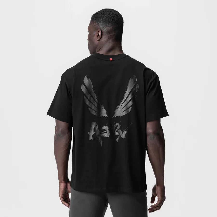 ASRV Tech Essential™ Brushed Wings Relaxed Tee - Black/Black - Image 2