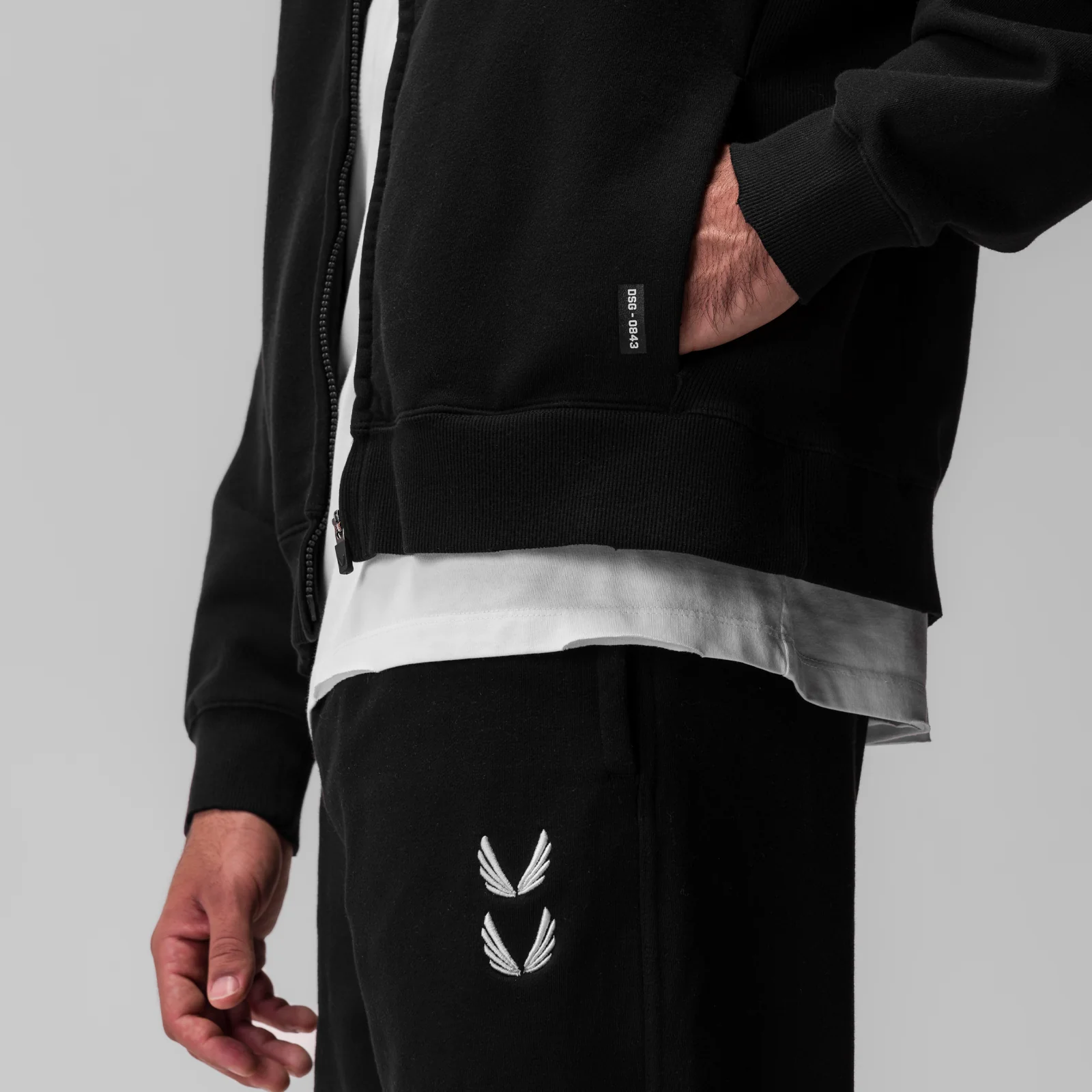 ASRV Tech Essential™ Distressed Full Zip Hoodie - Black - Image 4