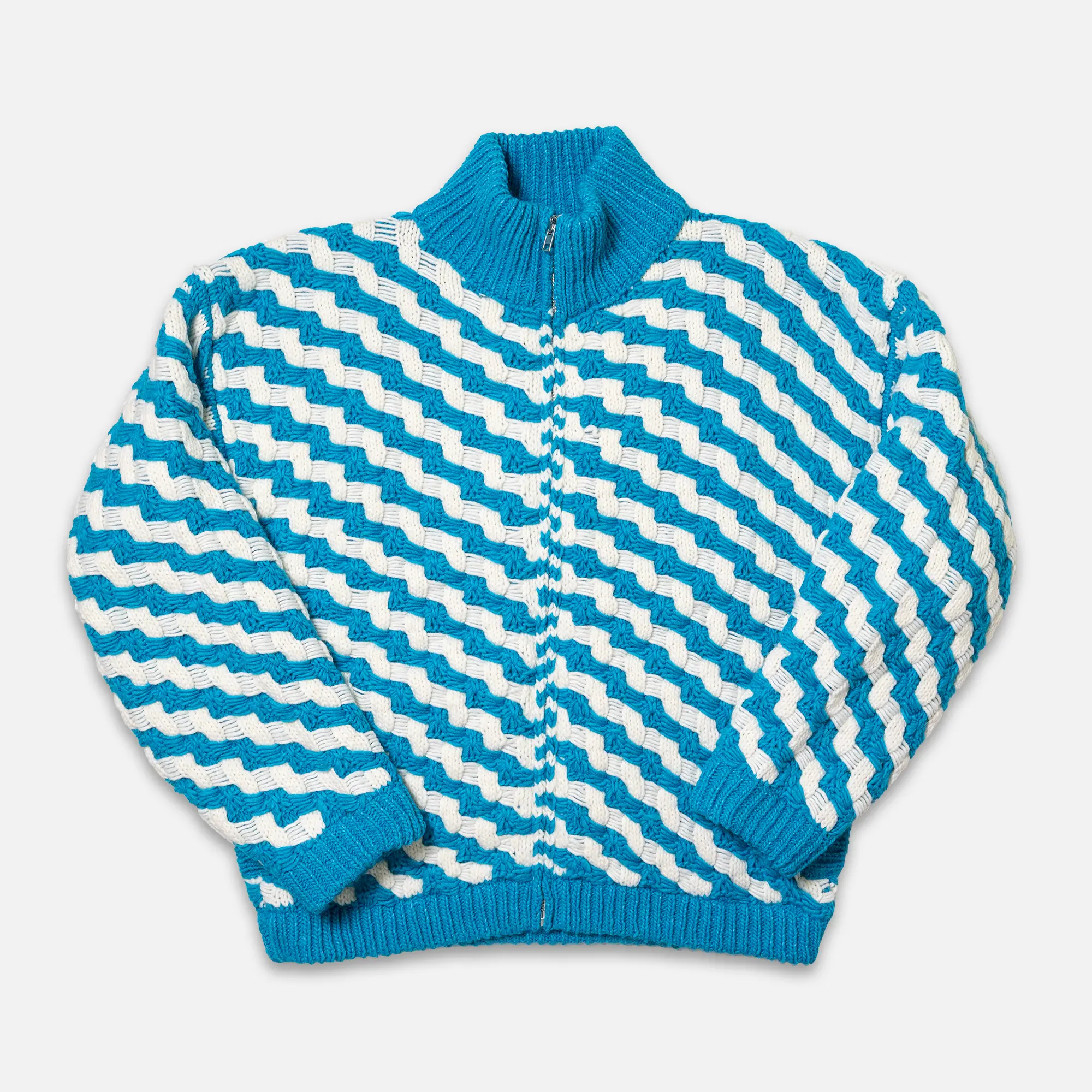 Bonsai Scale Knit Zip Jacket - Blue - Image 3