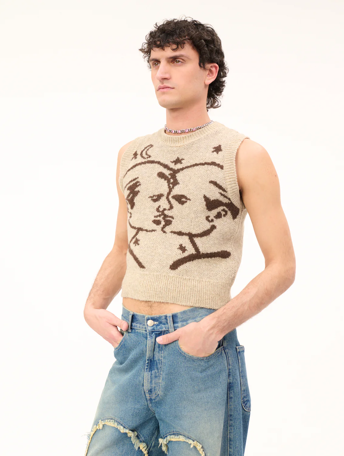 Carne Bollente Midnight Masc Vest Sweater - Beige - Image 2