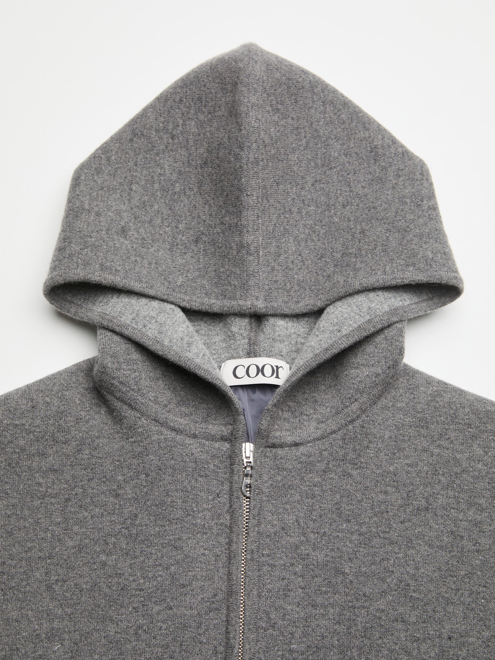 COOR Double Face Wool Blend Hoodie - Charcoal - Image 5