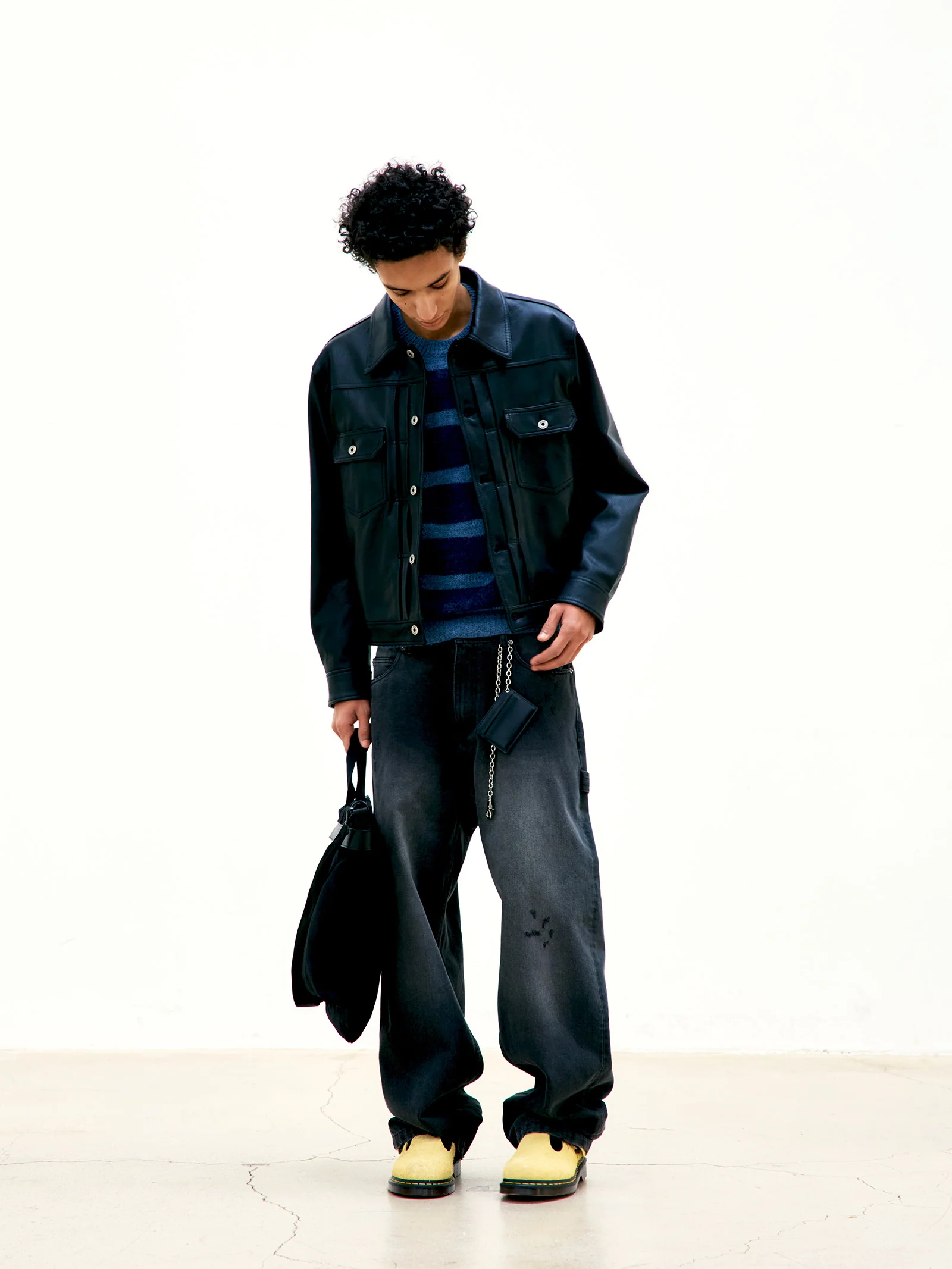COOR Goat Skin Pocket Leather Jacket - Black - Image 2