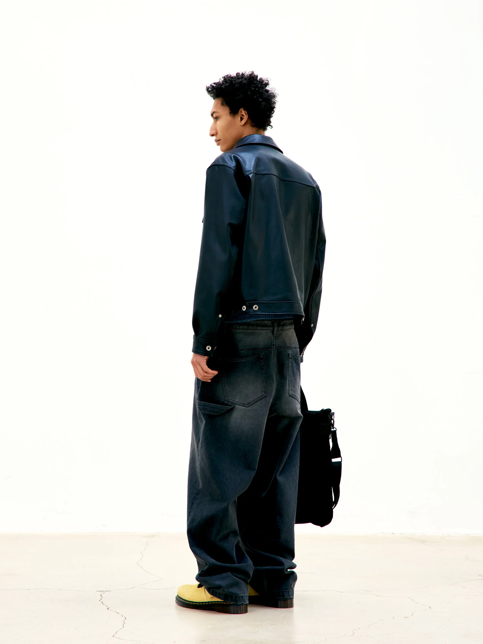 COOR Goat Skin Pocket Leather Jacket - Black - Image 3