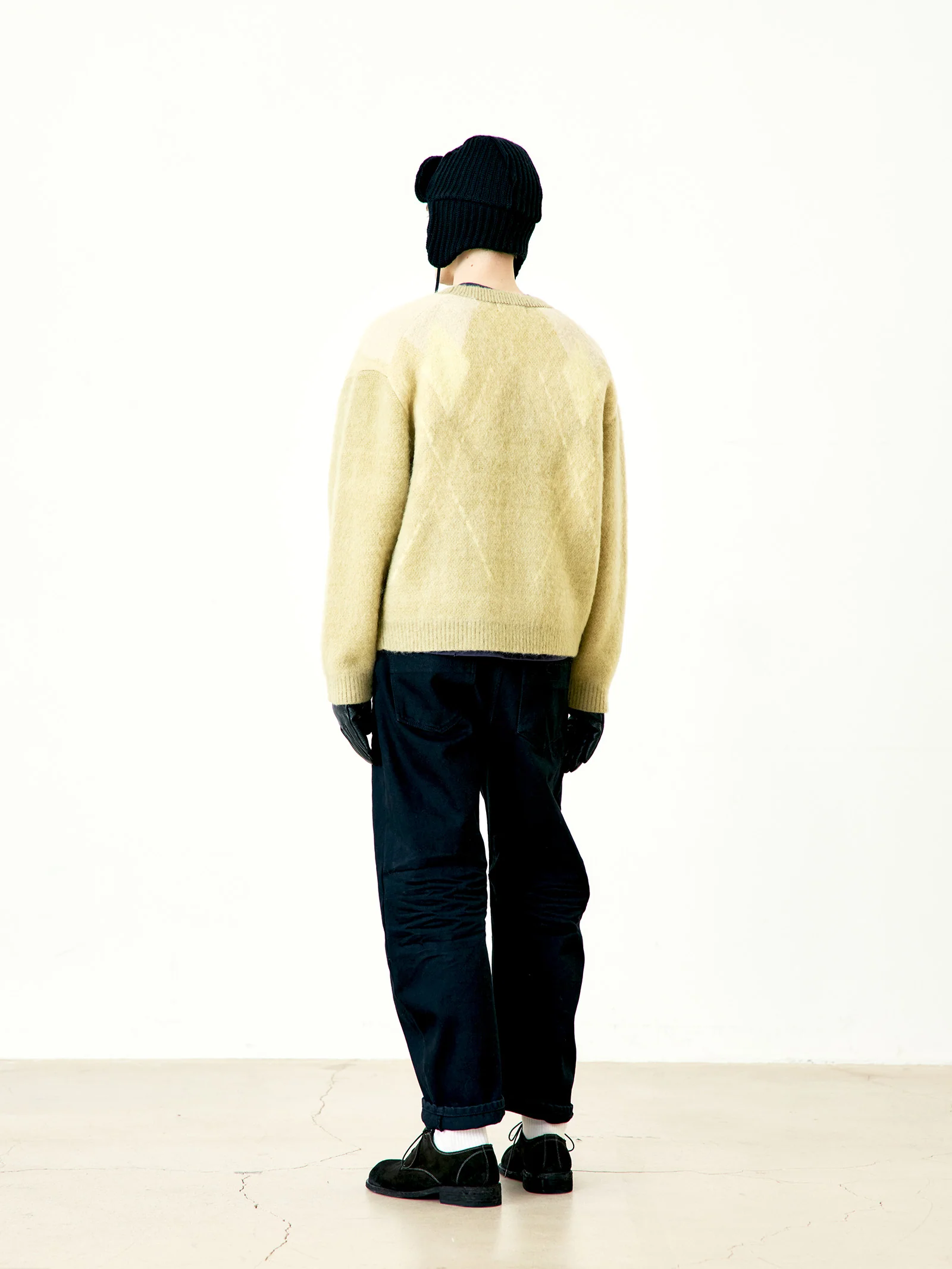 COOR Hairy Mixed Argyle Cardigan - Yellow - Image 4