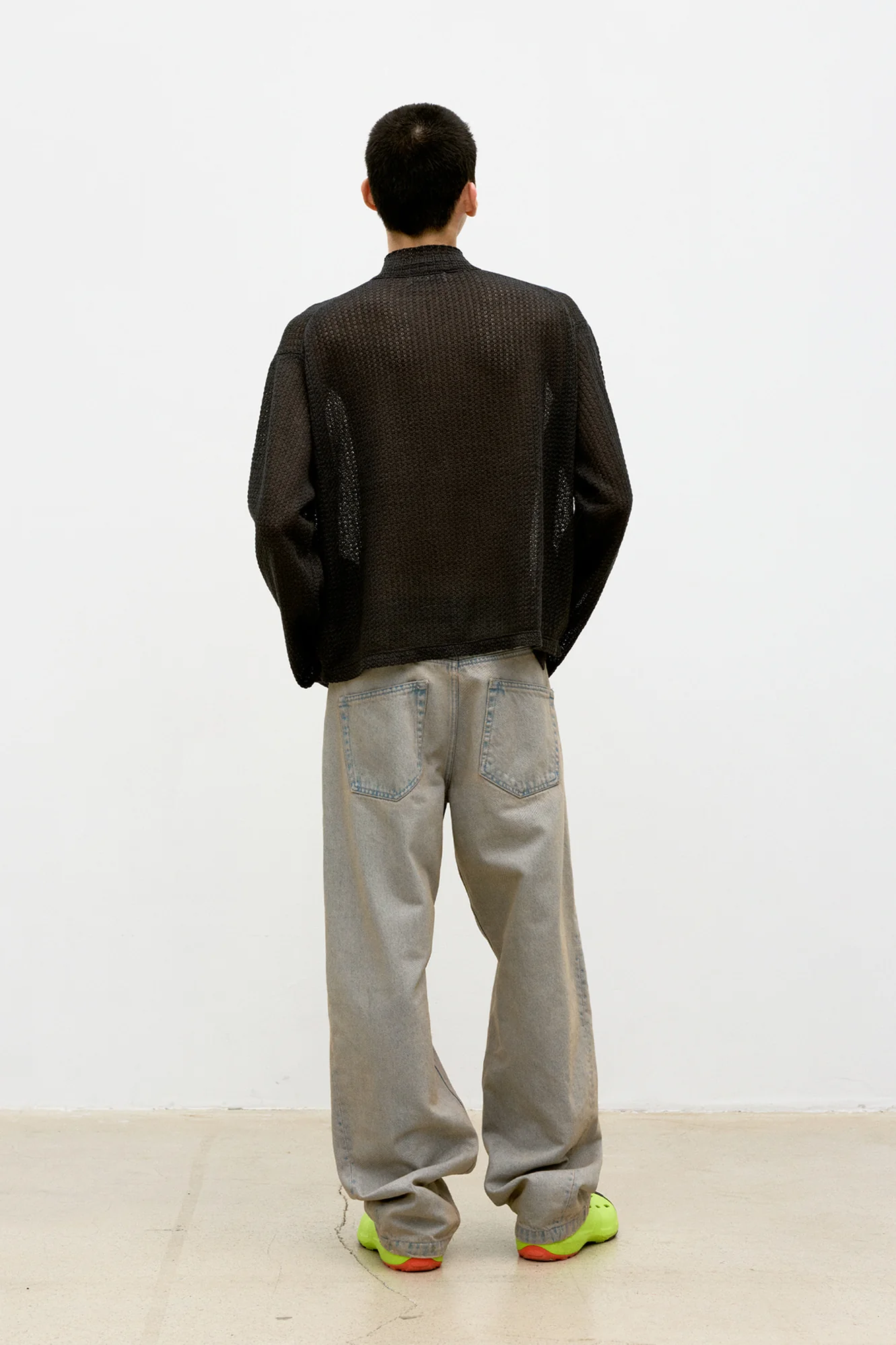 COOR Linen Blend Stand Up Collar Sweater - Charcoal - Image 3