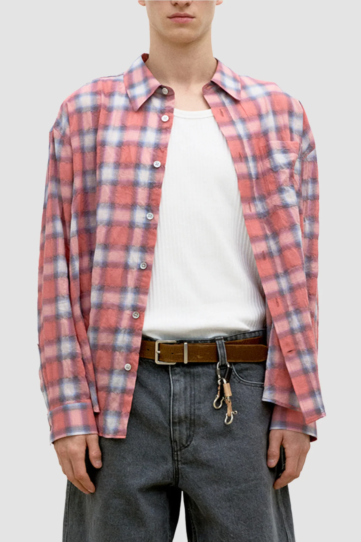 COOR Seersucker Ombre Check Shirt - Pink