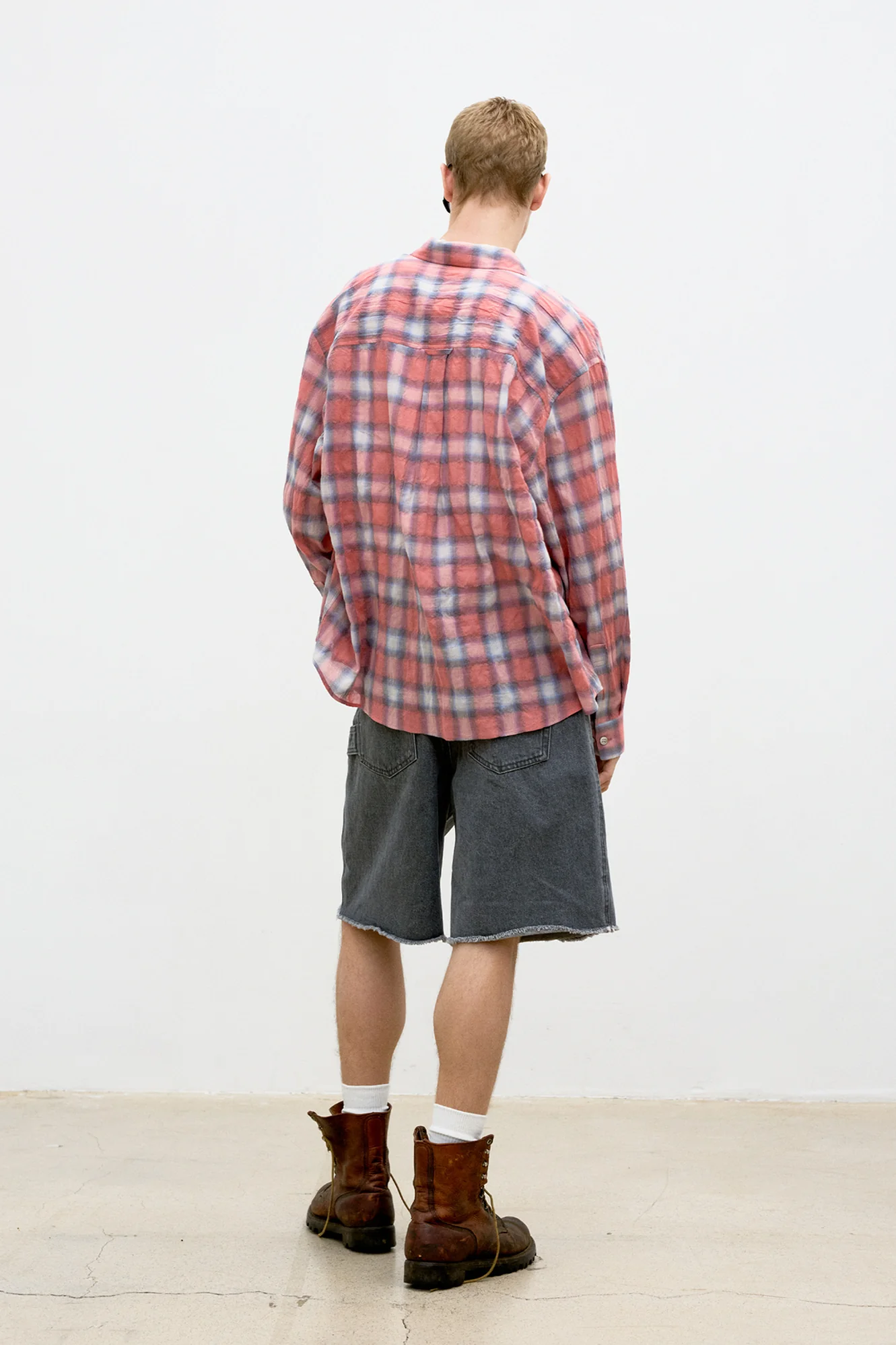 COOR Seersucker Ombre Check Shirt - Pink - Image 3