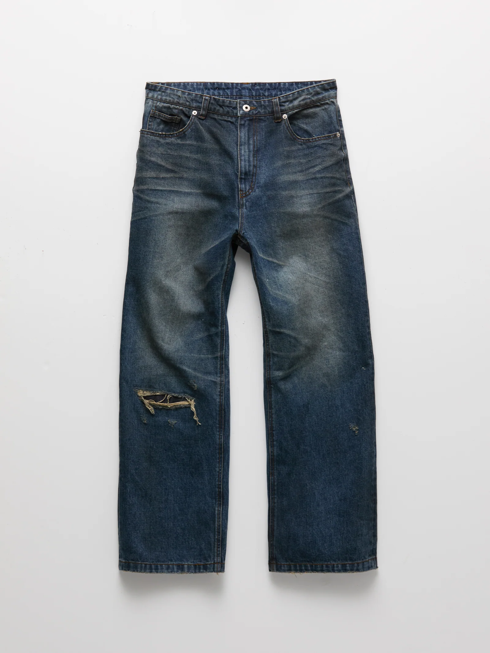COOR Semi Flare Embossed Jeans - Washed Indigo - Image 6