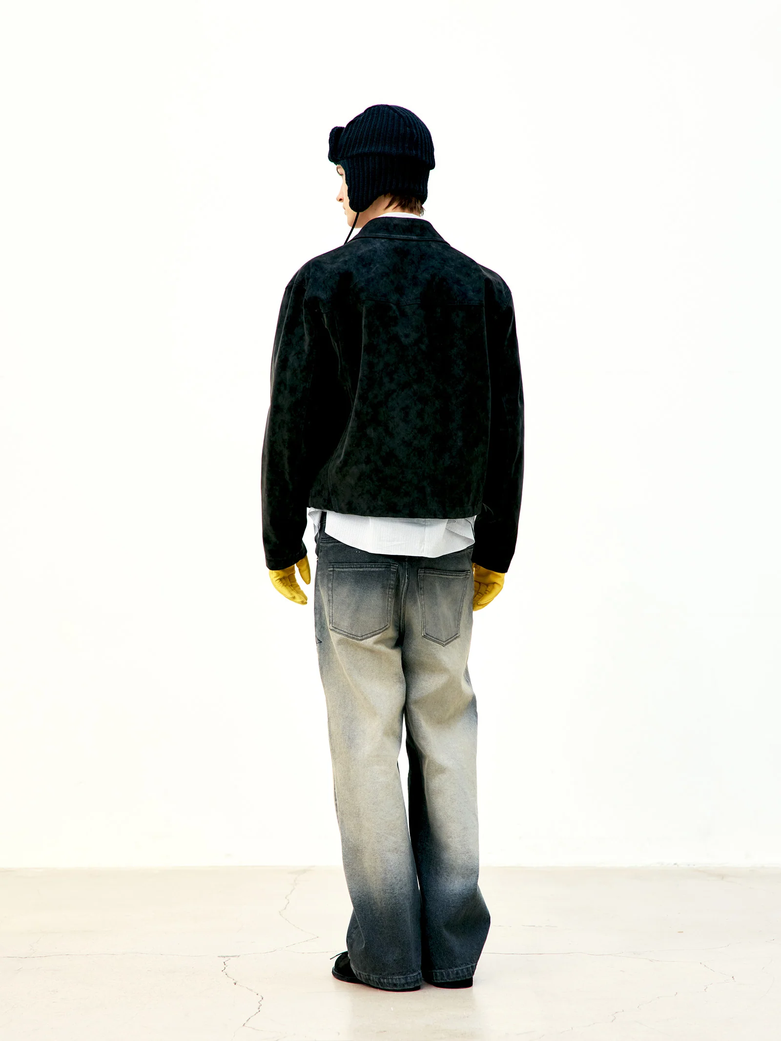 COOR Stone Brushed Semi Wide Jeans - Charcoal - Image 4
