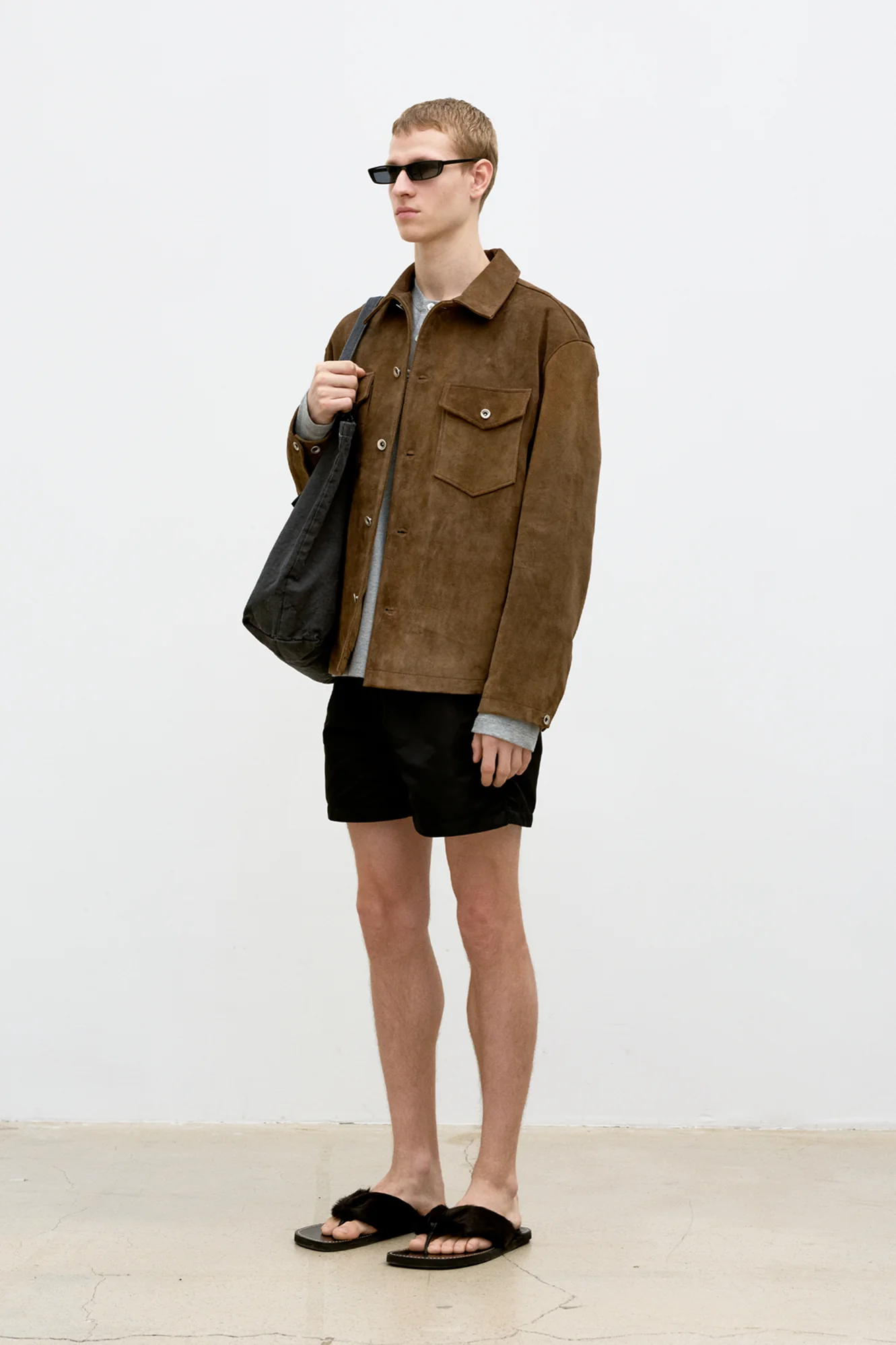 COOR Suede Two-Tone Button Jacket - Camel - Image 2