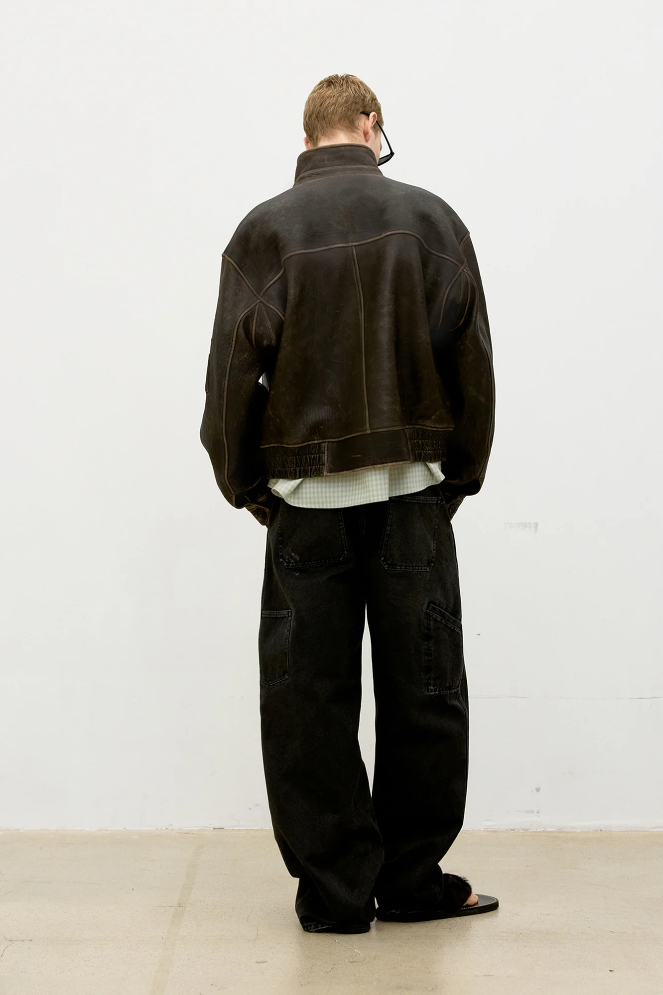 COOR Vintage Shelter Leather Jacket - Brown - Image 3