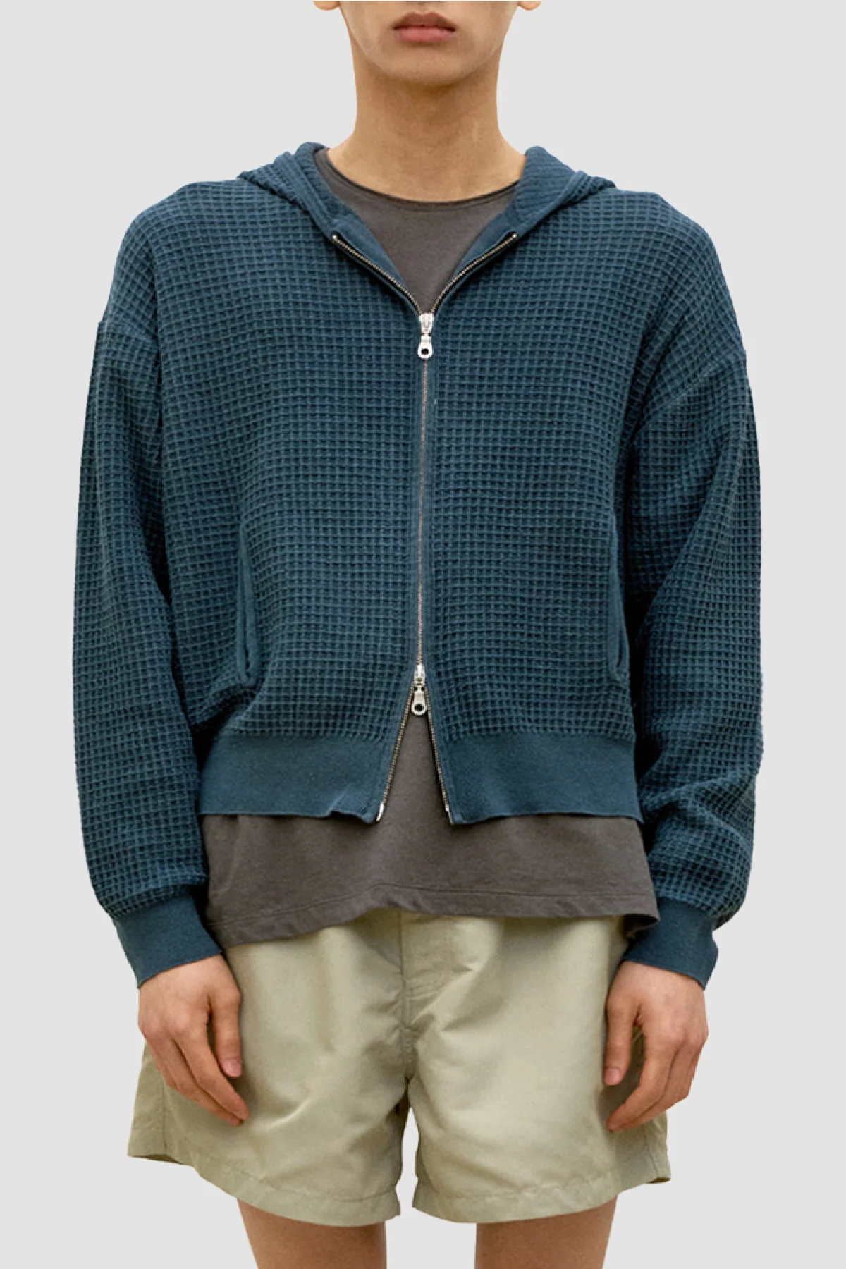 COOR Waffle Cotton Colour Dyed Hoodie - Navy