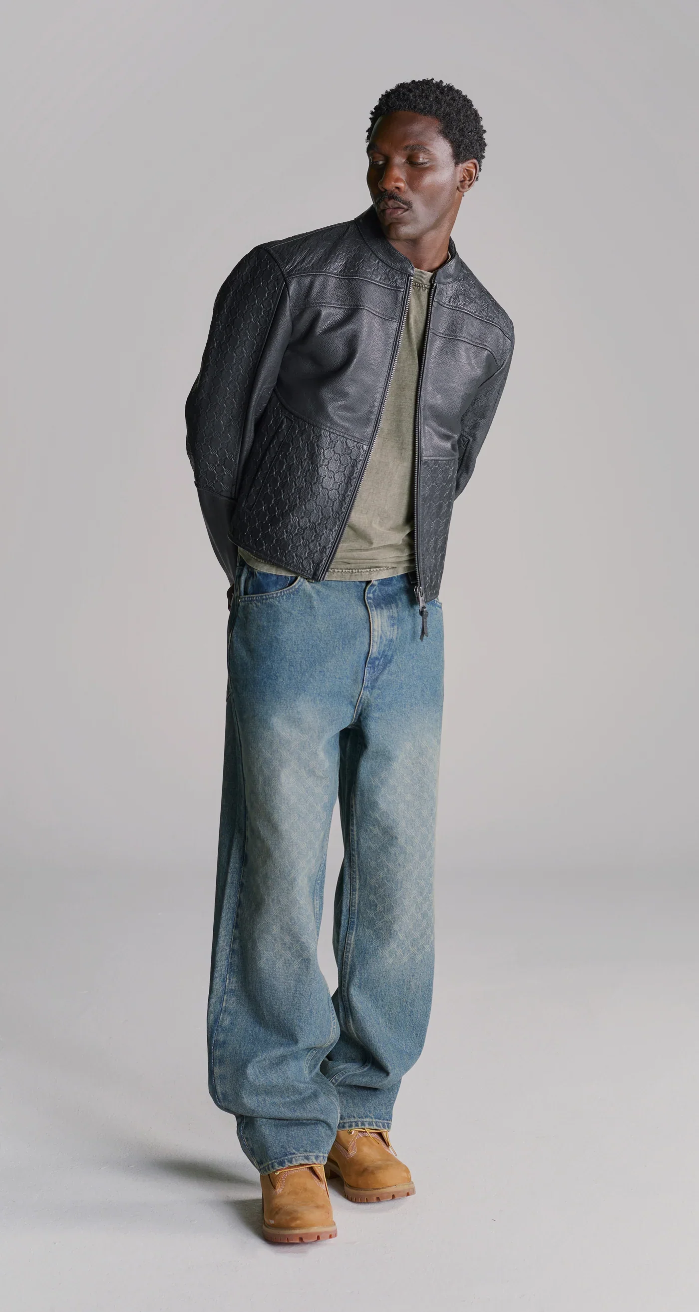 Daily Paper Structured Leather Jacket - Black - Image 4
