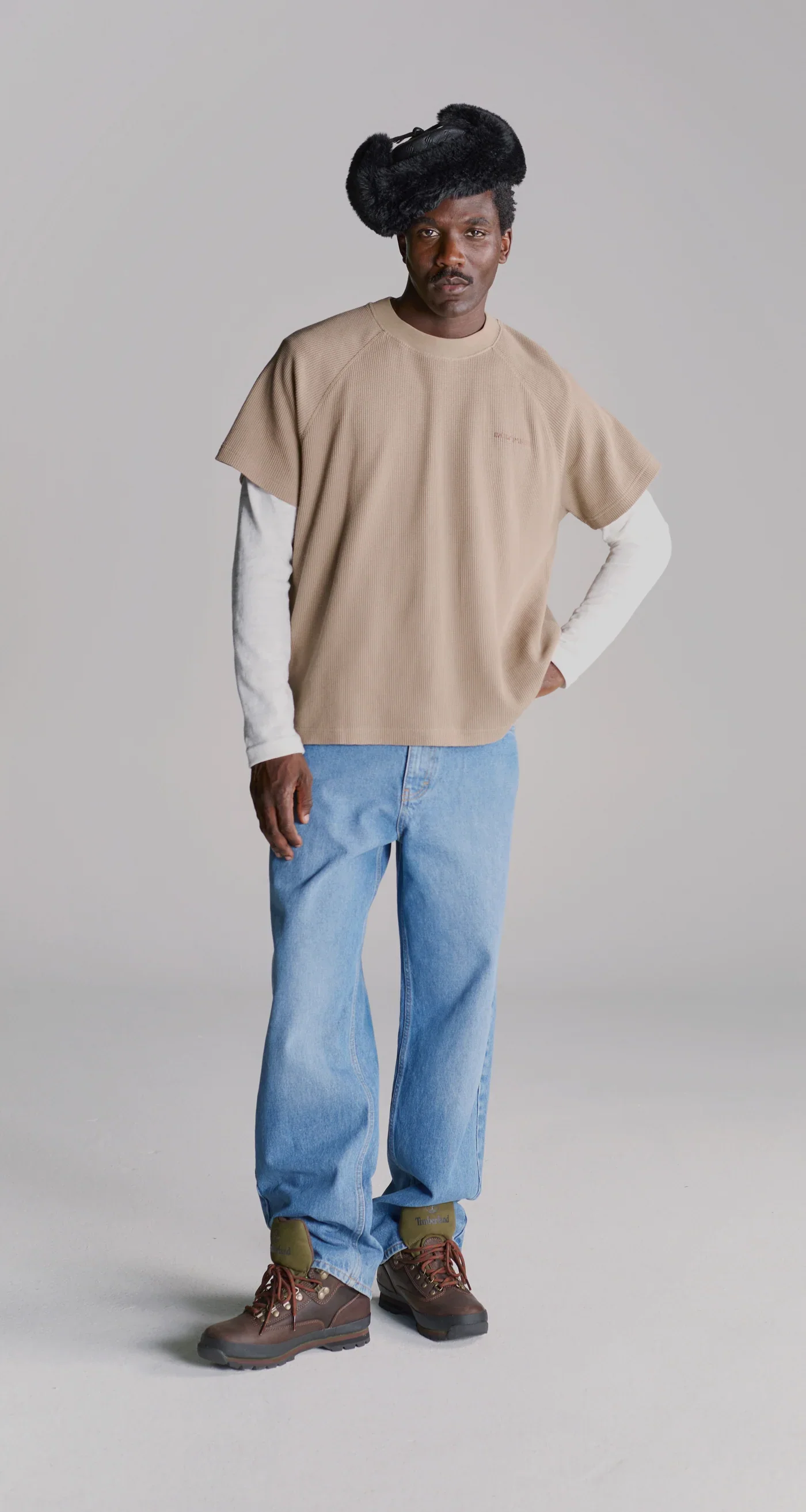 Daily Paper Waffle Boxy SS Tee - Irish Cream - Image 3