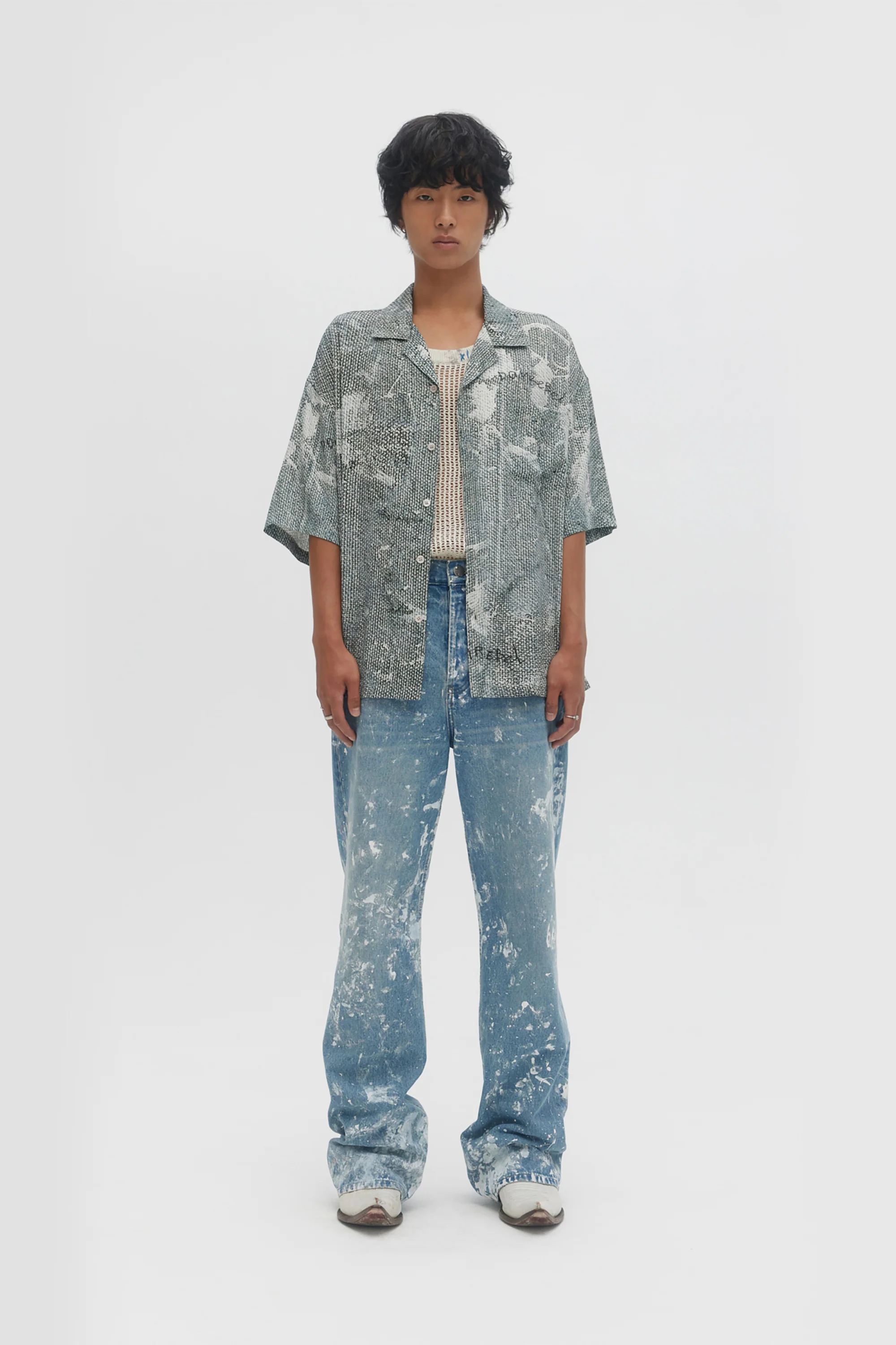 DOMREBEL Dropcloth Camp Collar Shirt - Beige - Image 4