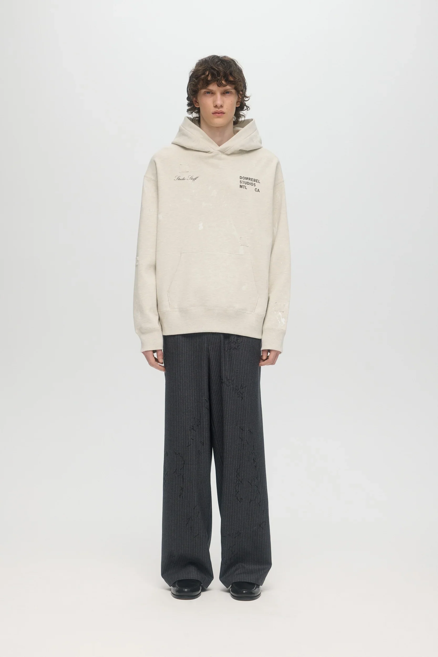 DOMREBEL Staff Pullover Hoodie - Greige - Image 4