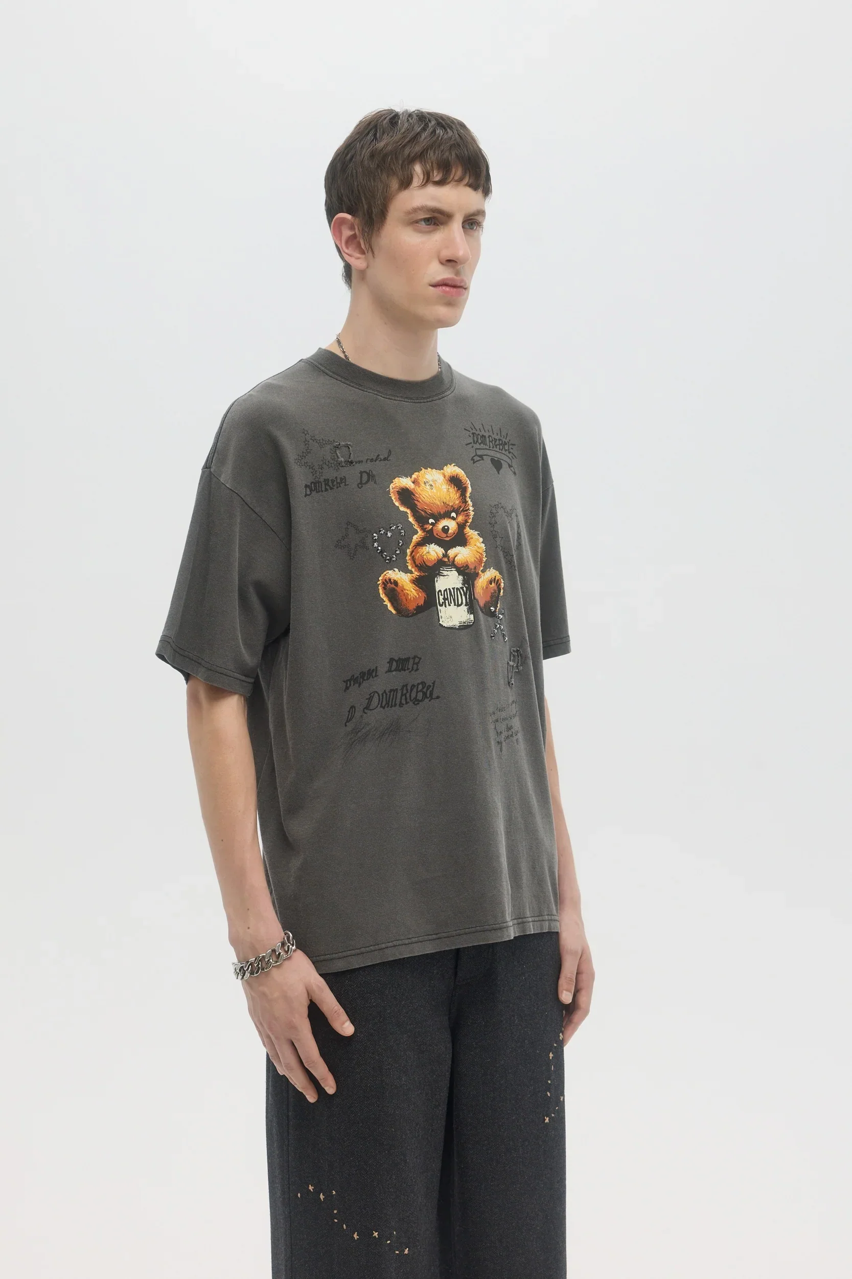 DOMREBEL Treats Crystals Tee - Faded Black - Image 2