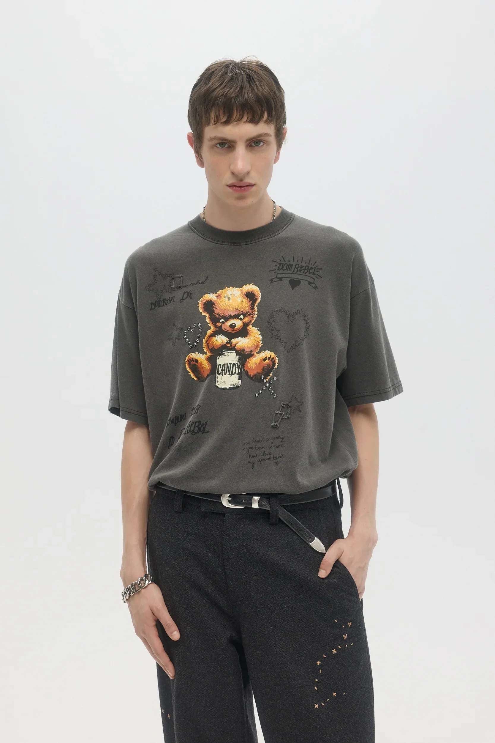 DOMREBEL Treats Crystals Tee - Faded Black - Image 4