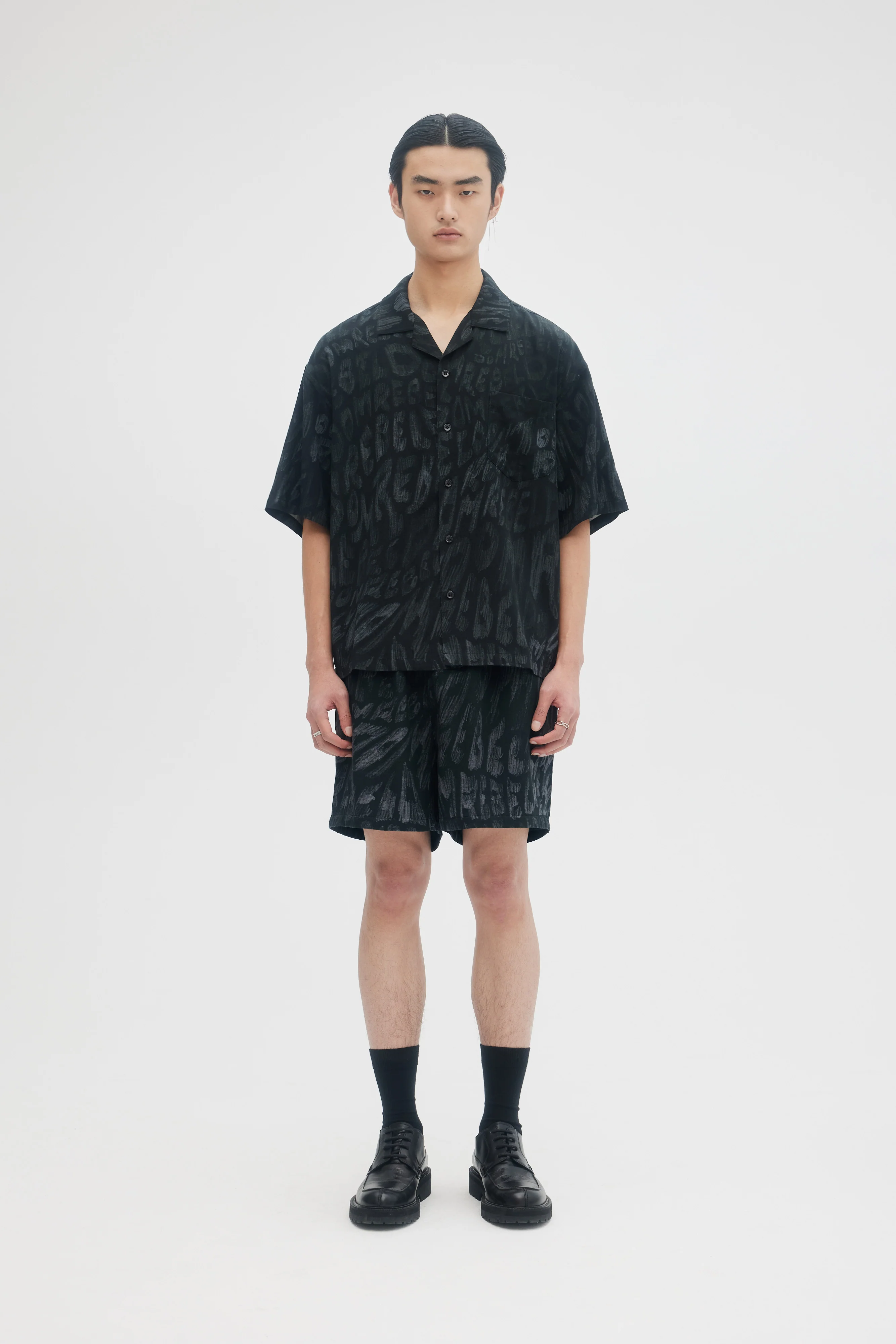DOMREBEL Waves Camp Collar Shirt- Black - Image 2
