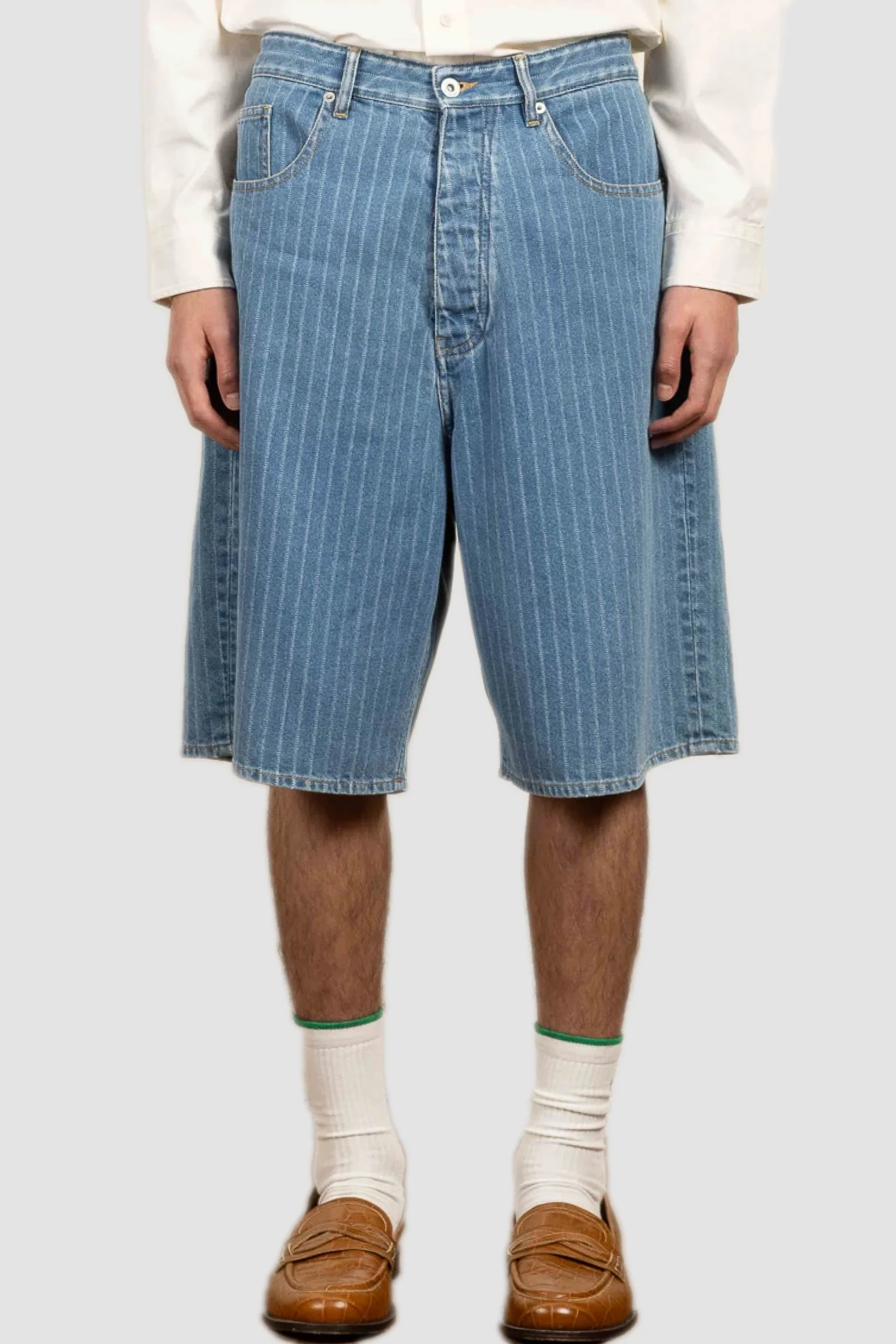Drôle de Monsieur Baggy Rayures Shorts - Light Blue