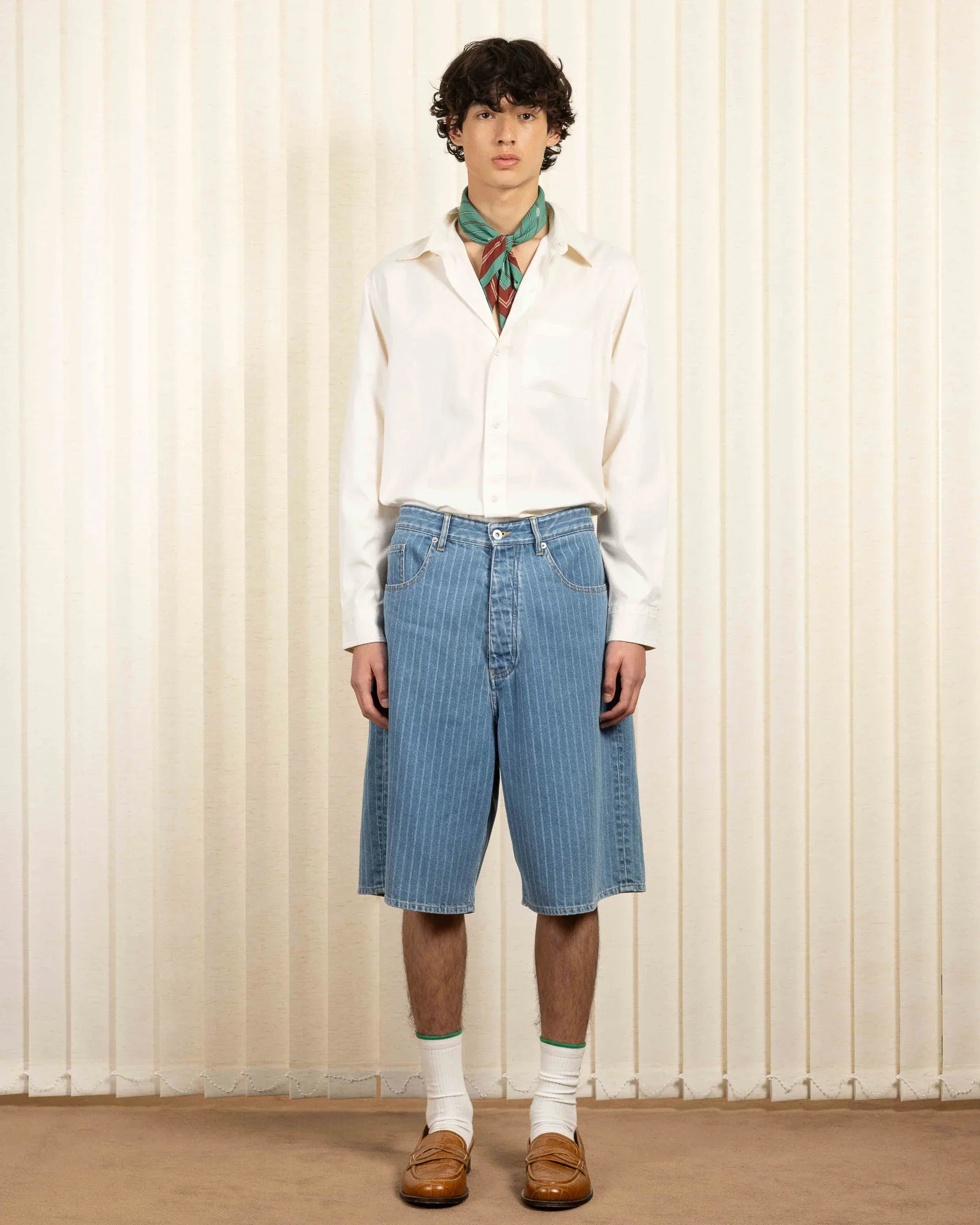 Drôle de Monsieur Baggy Rayures Shorts - Light Blue - Image 2