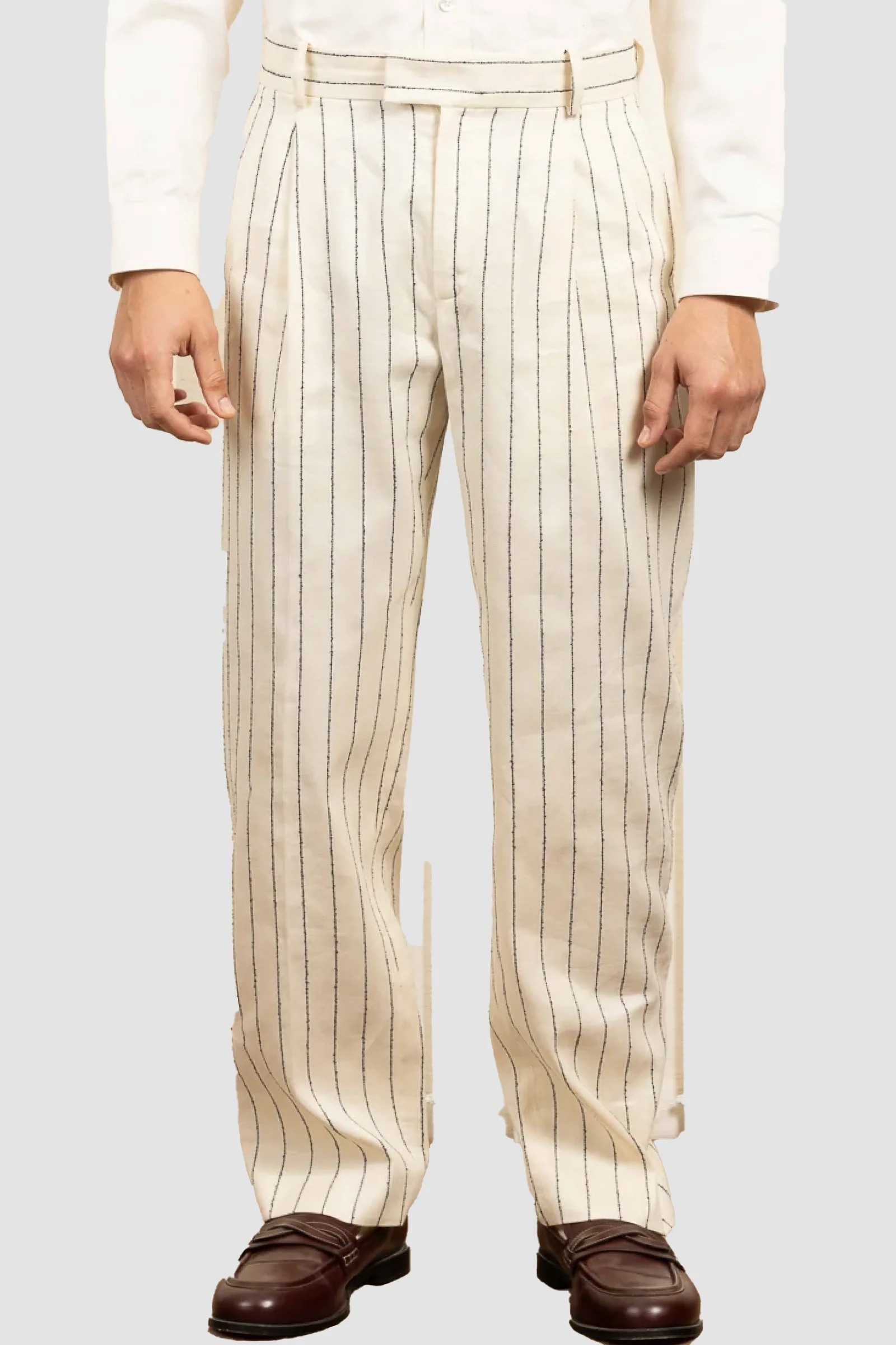 Drôle de Monsieur Golfeur Rayures Pants - Ecru