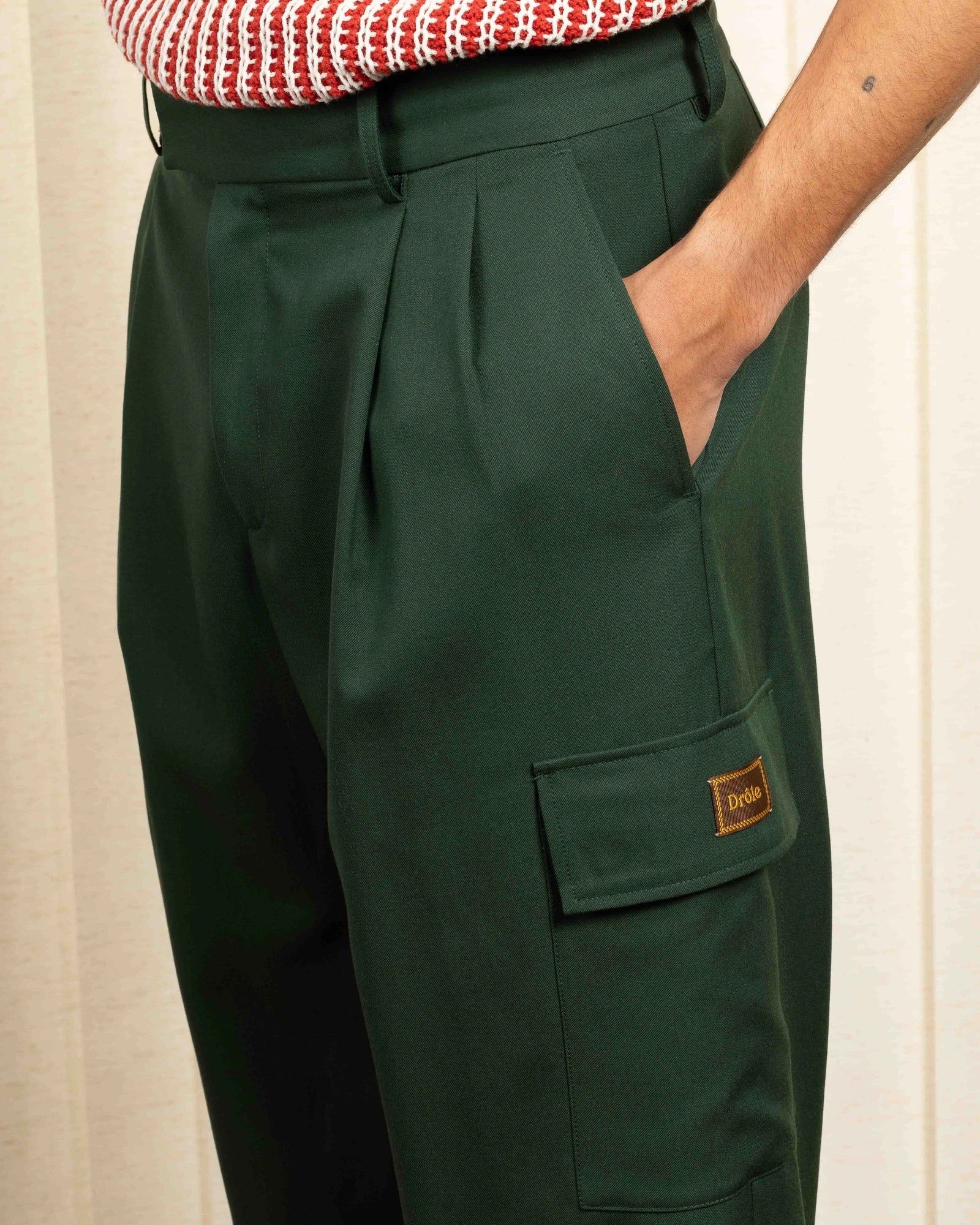Drôle de Monsieur Le Pantalon Cargo Laine Pants - Green - Image 4
