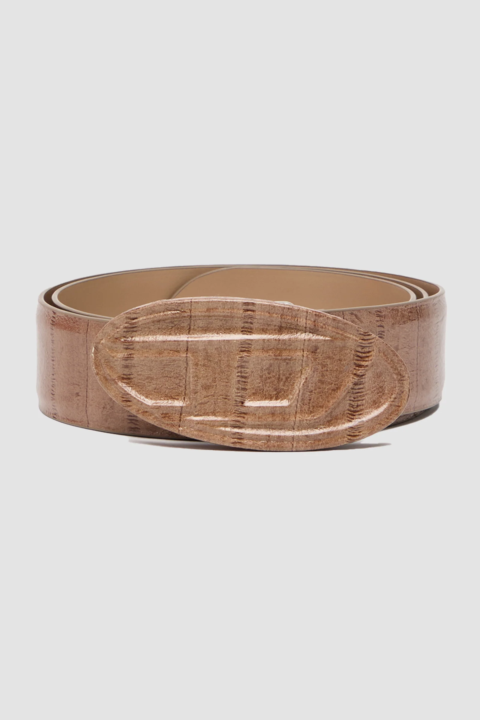 DIESEL Oval D Logo B-1DR Embraced Belt - Brown