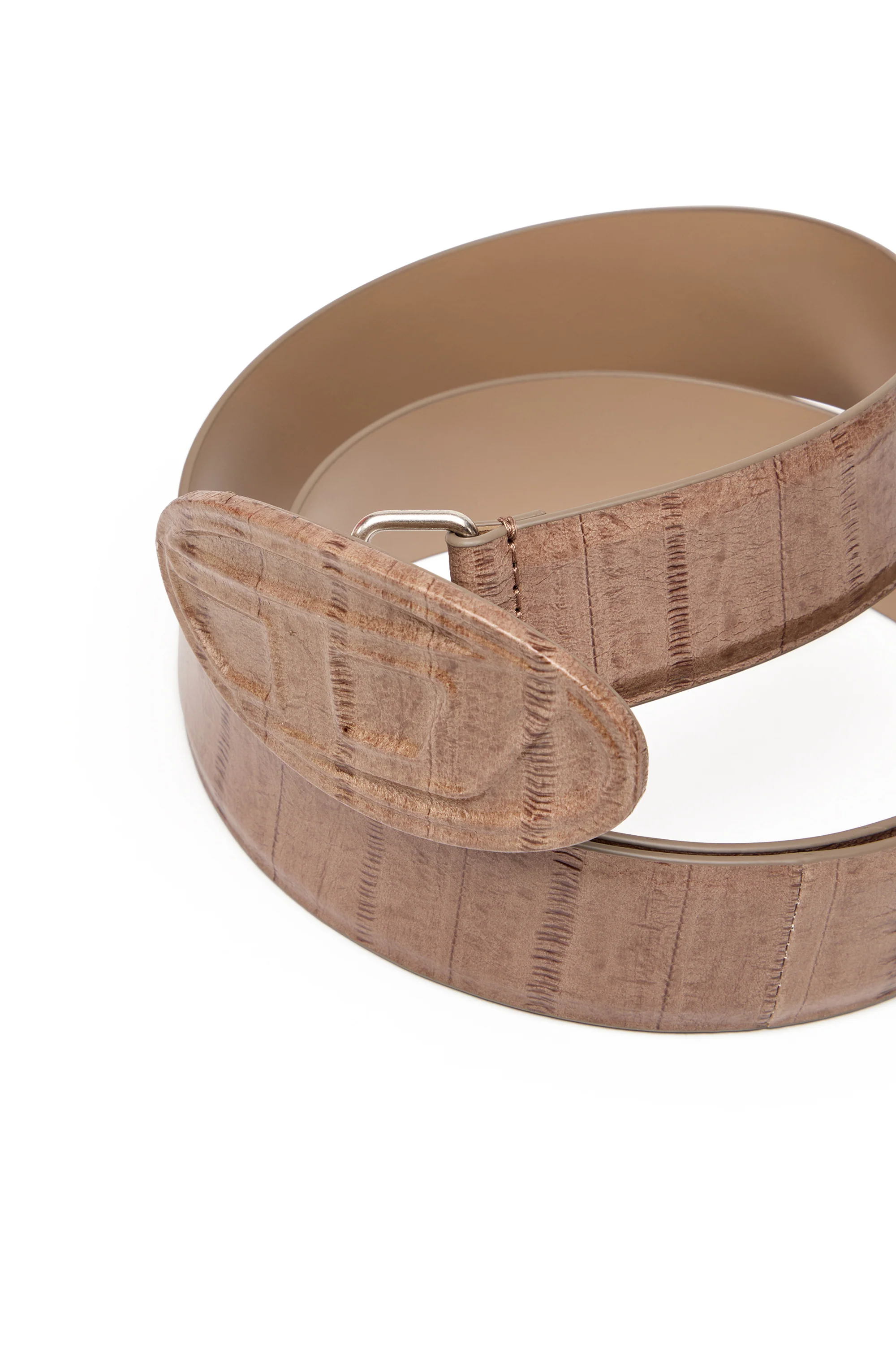DIESEL Oval D Logo B-1DR Embraced Belt - Brown - Image 3