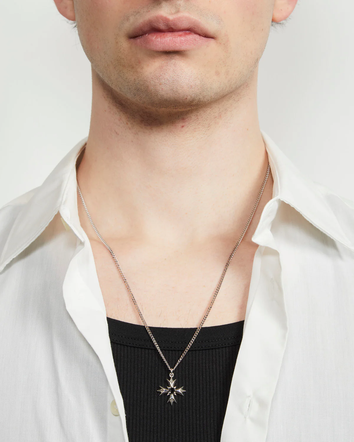 Emanuele Bicocchi Crest Black Crystal Necklace - Silver/Black - Image 2