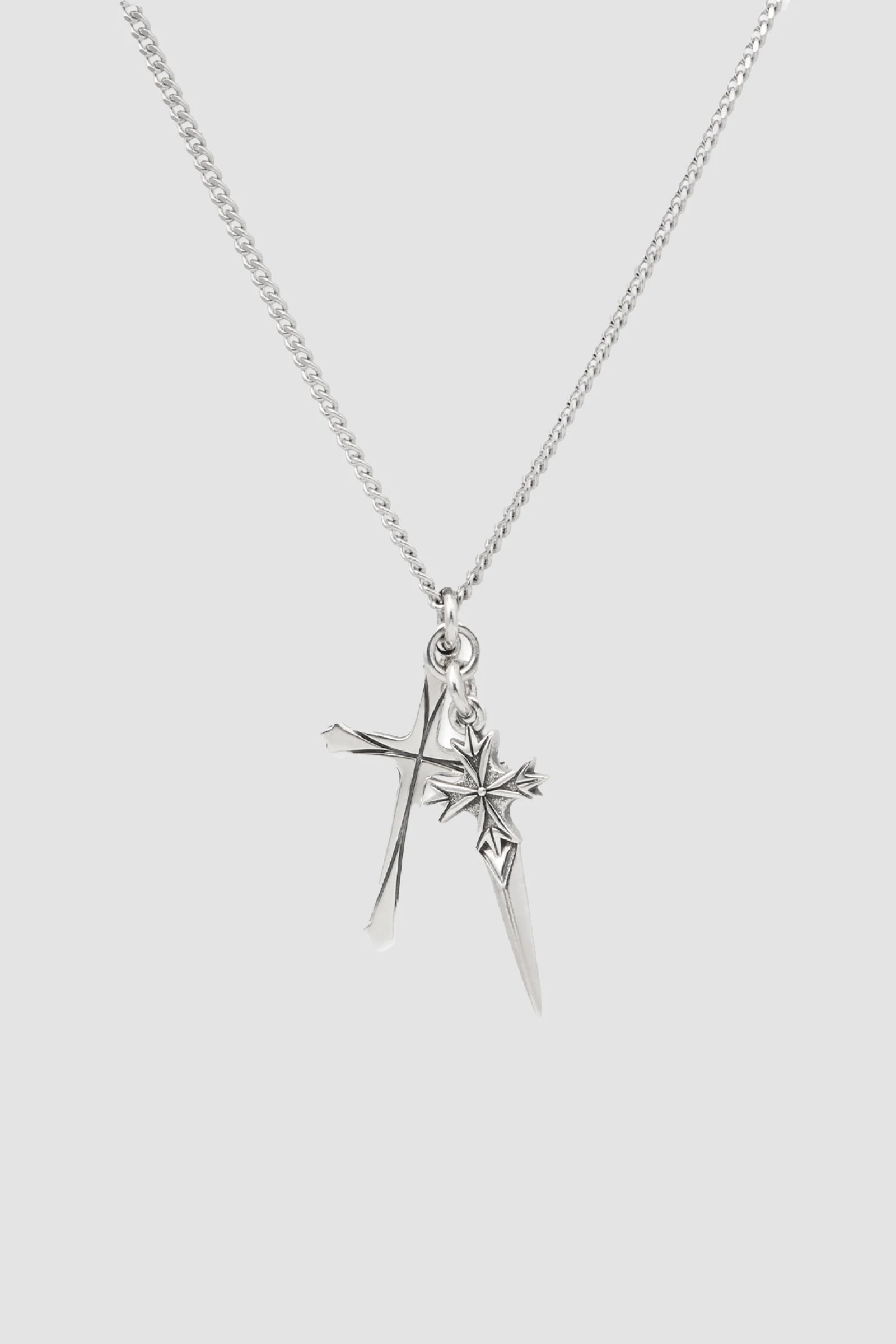 Emanuele Bicocchi Pugnale Cross Necklace - Silver