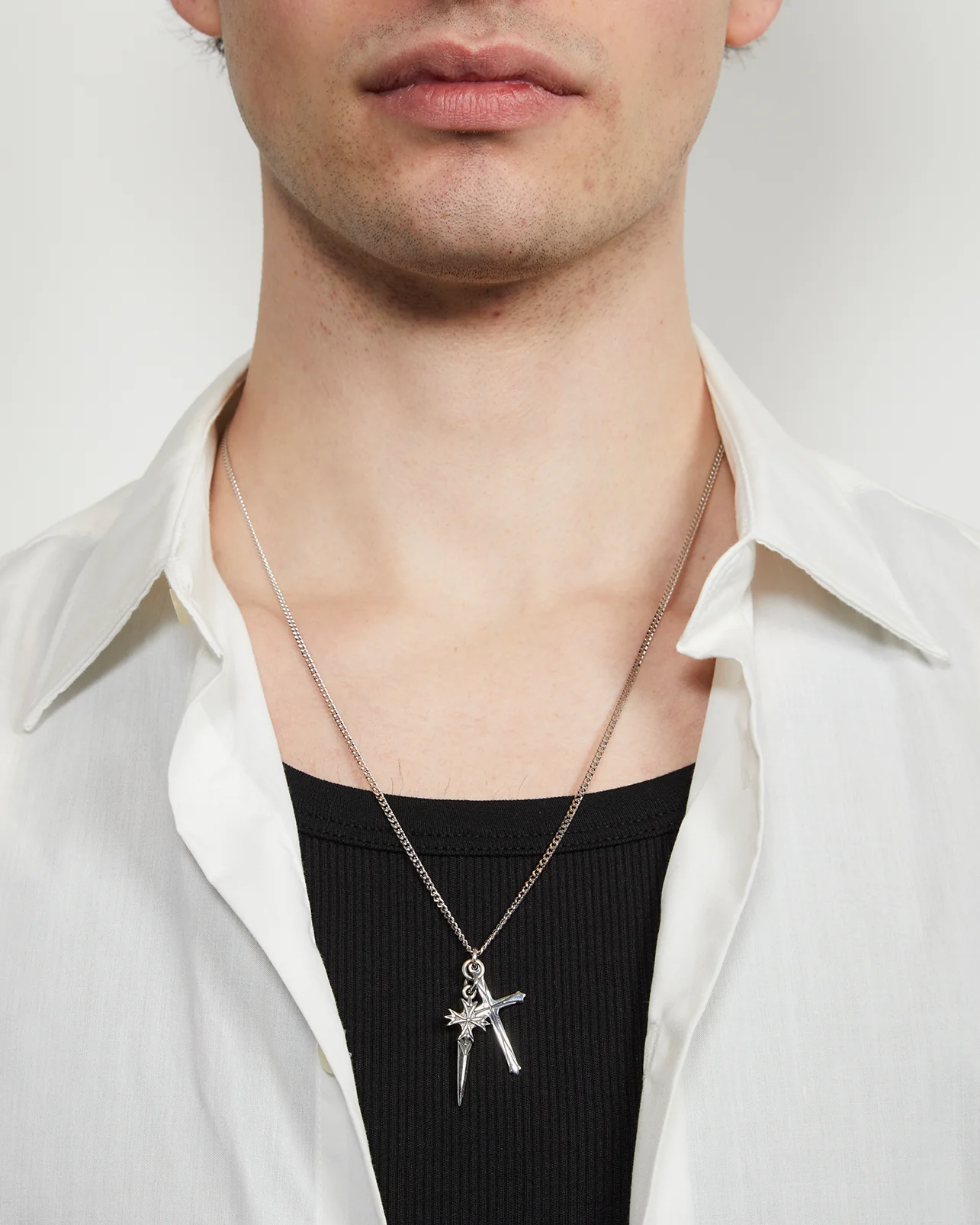 Emanuele Bicocchi Pugnale Cross Necklace - Silver - Image 2