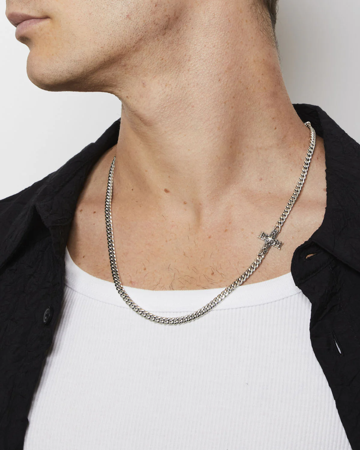 Emanuele Bicocchi Reissue Notre-Dame Cross Chain Necklace - Silver - Image 2
