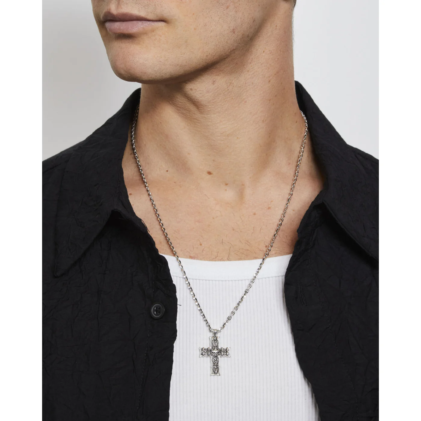 Emanuele Bicocchi Reissue Notre-Dame Cross Necklace - Silver - Image 2