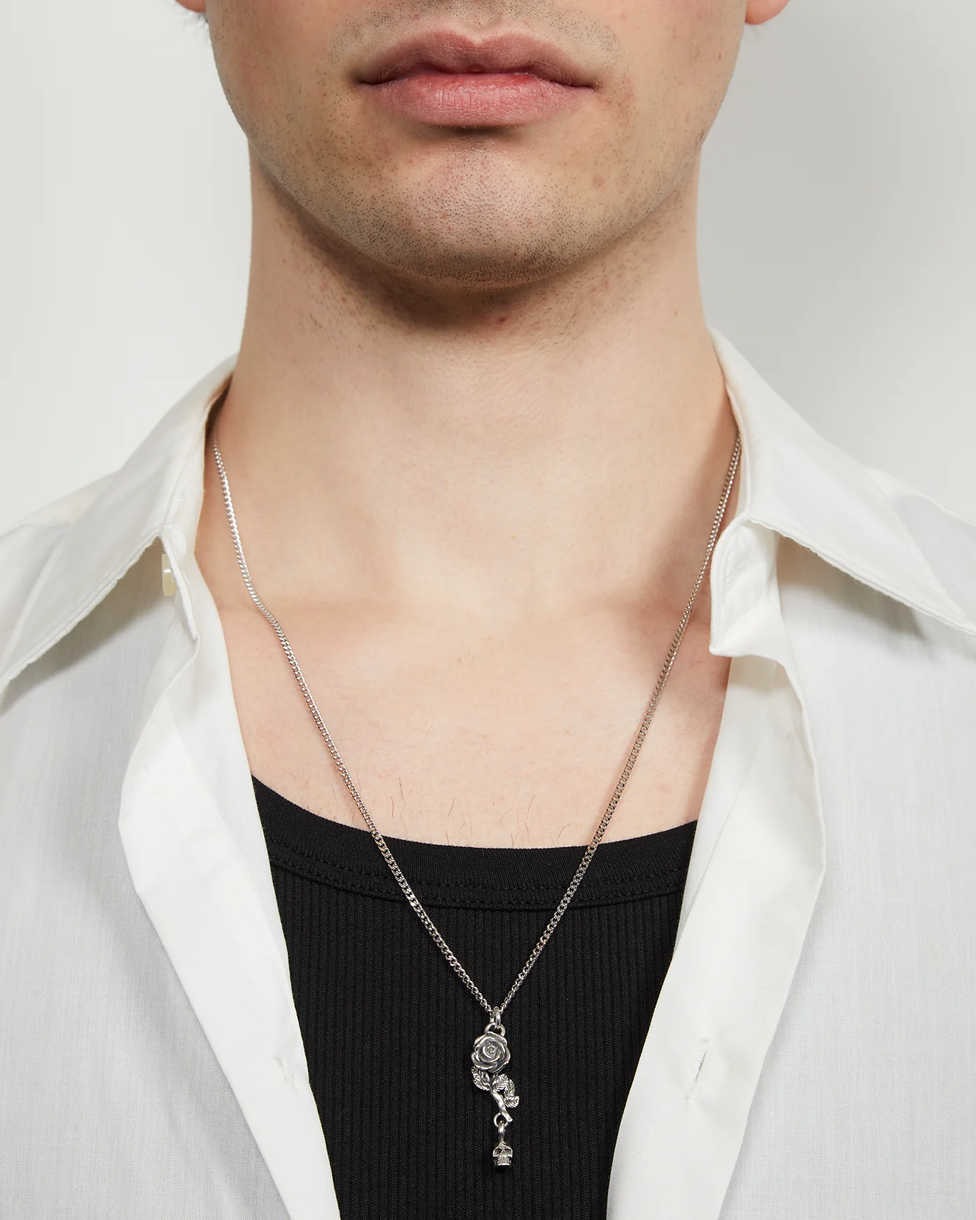 Emanuele Bicocchi Rose And Skull Pendant Necklace - Silver - Image 2