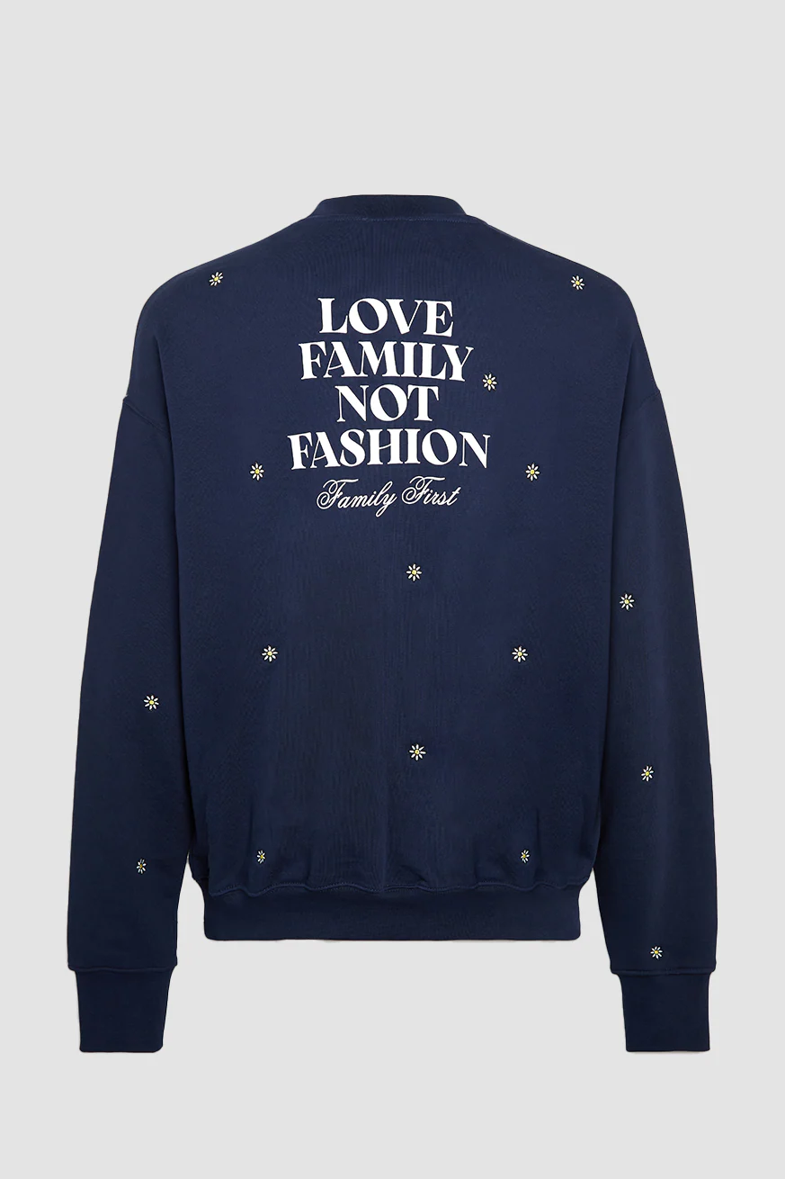 Family First Flowers Crewneck - Dark Bule
