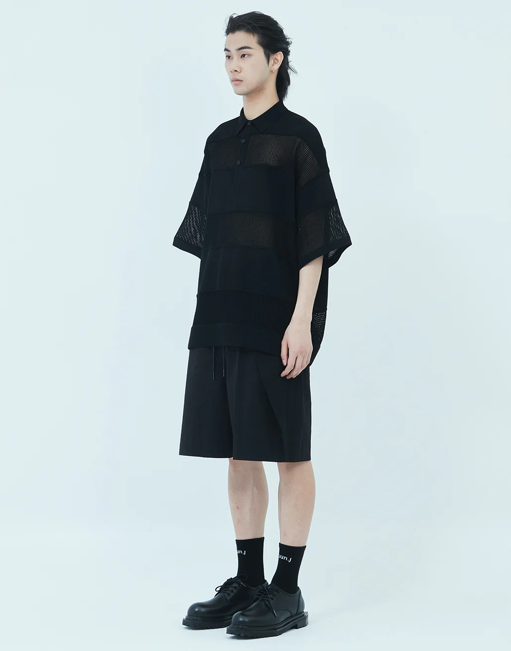 Juun.J Mixed Structure Polo - Black - Image 2