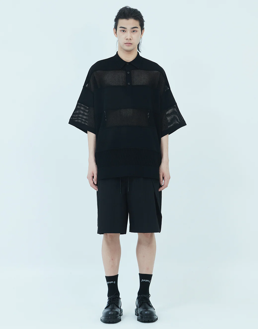 Juun.J Mixed Structure Polo - Black - Image 4