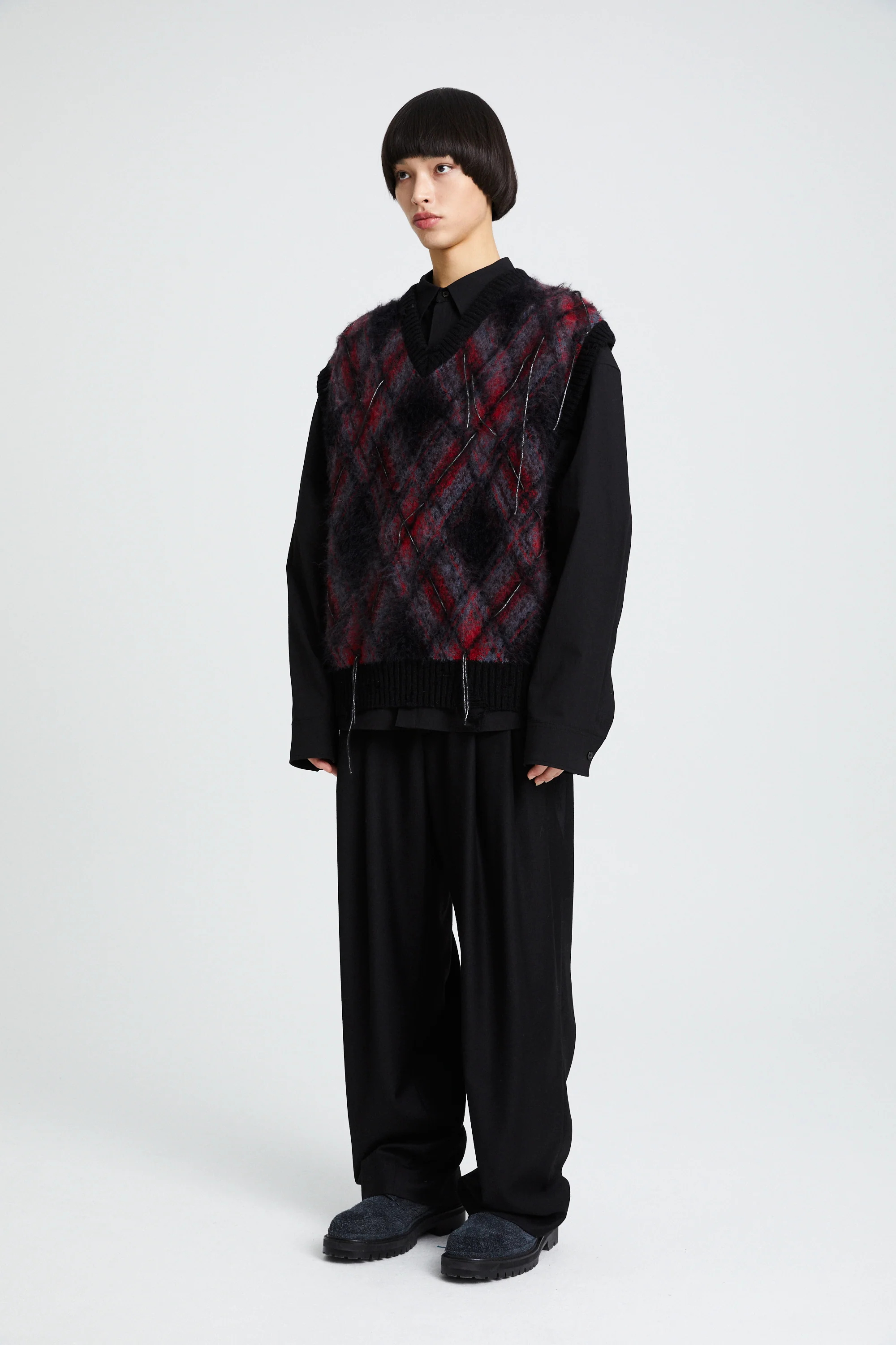 Juun.J Volume V-neck Vest - Red - Image 3