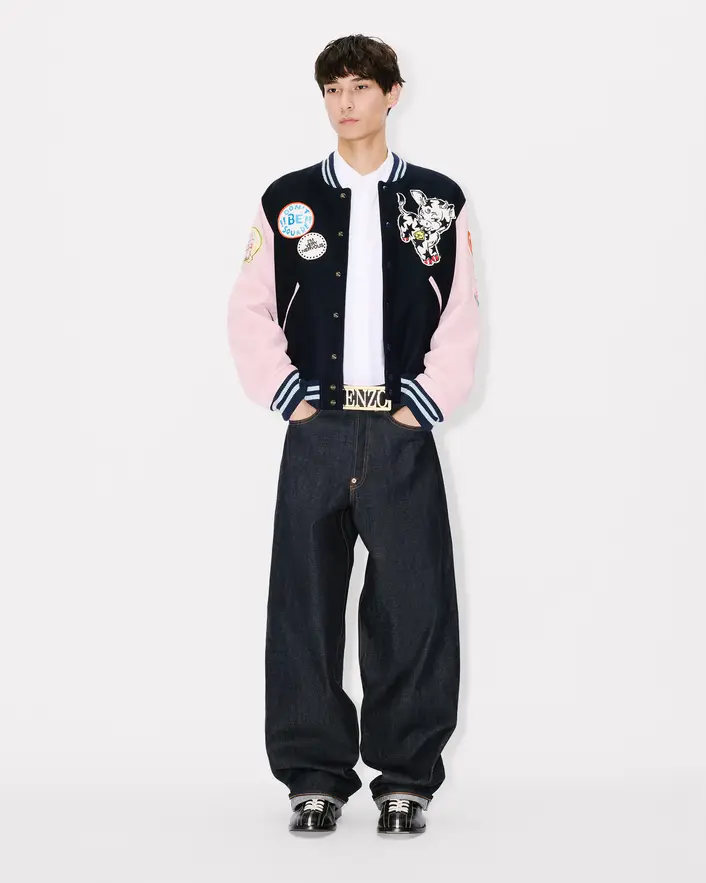 Kenzo Badges Varsity Embroidered Jacket - Navy - Image 3