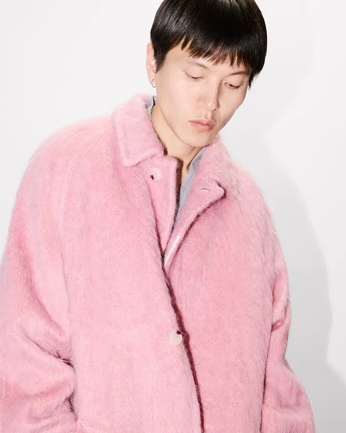 Kenzo Hairy Alpaca Mohair Coat - Rose Pink - Image 3