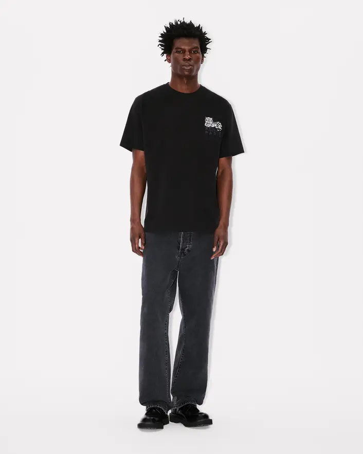 Kenzo Happy Tiger Embroidered Tee - Black - Image 3