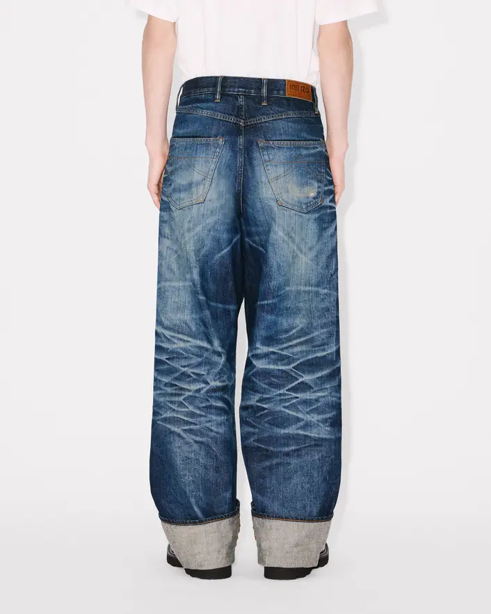Kenzo Turn Up Wide Fit Jeans - Blue - Image 2