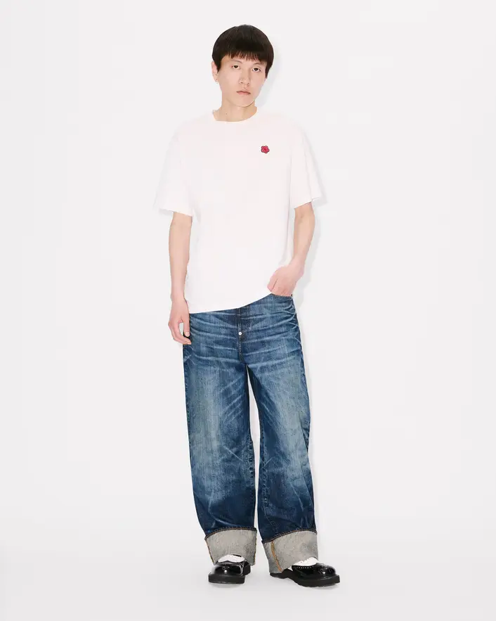 Kenzo Turn Up Wide Fit Jeans - Blue - Image 3